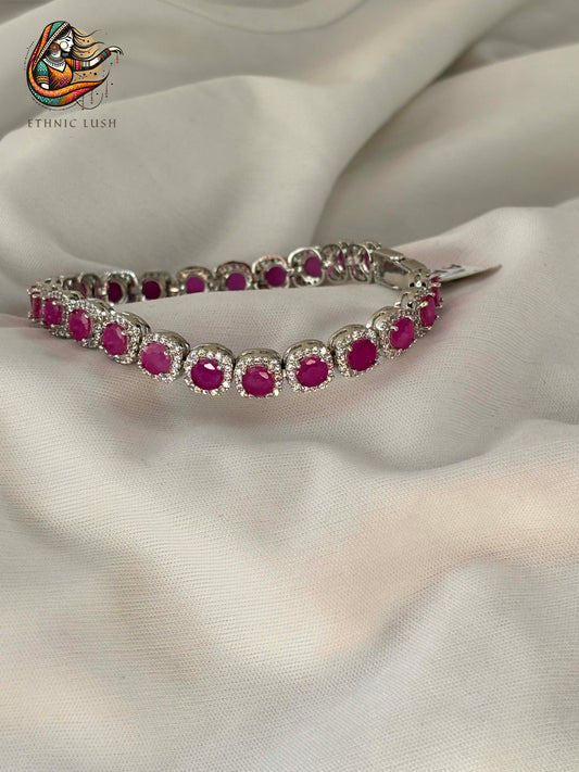 Radiant Ruby stone and Silver Bracelet