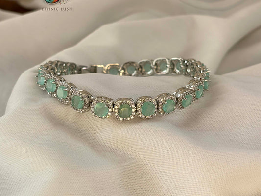 Exquisite Green Cat’s Eye stone CZ studded Bracelet