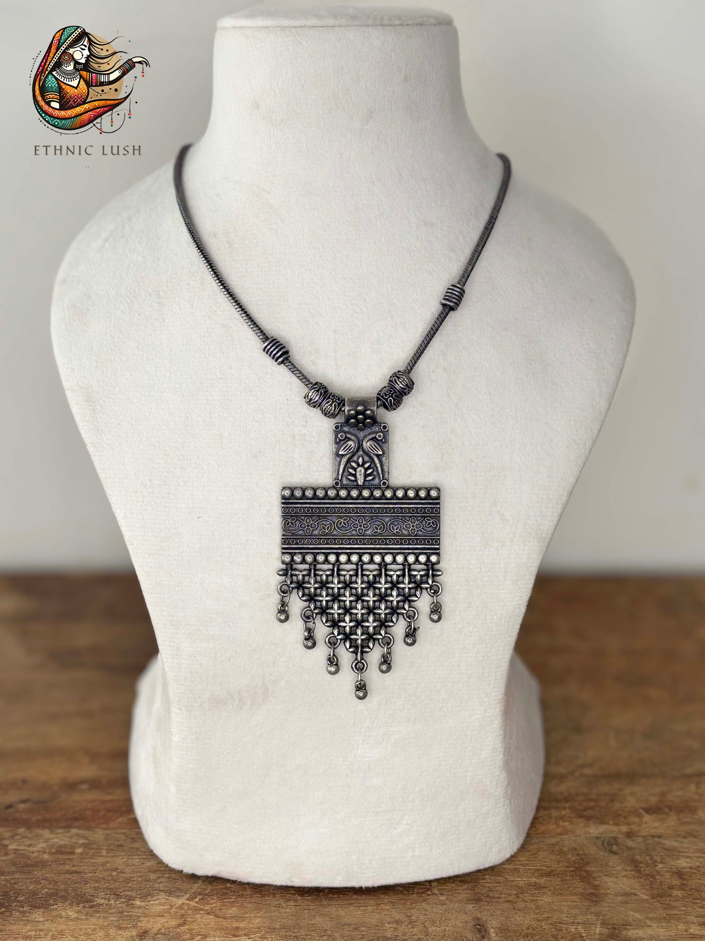 Antique Oxidized Tribal Pendant Necklace