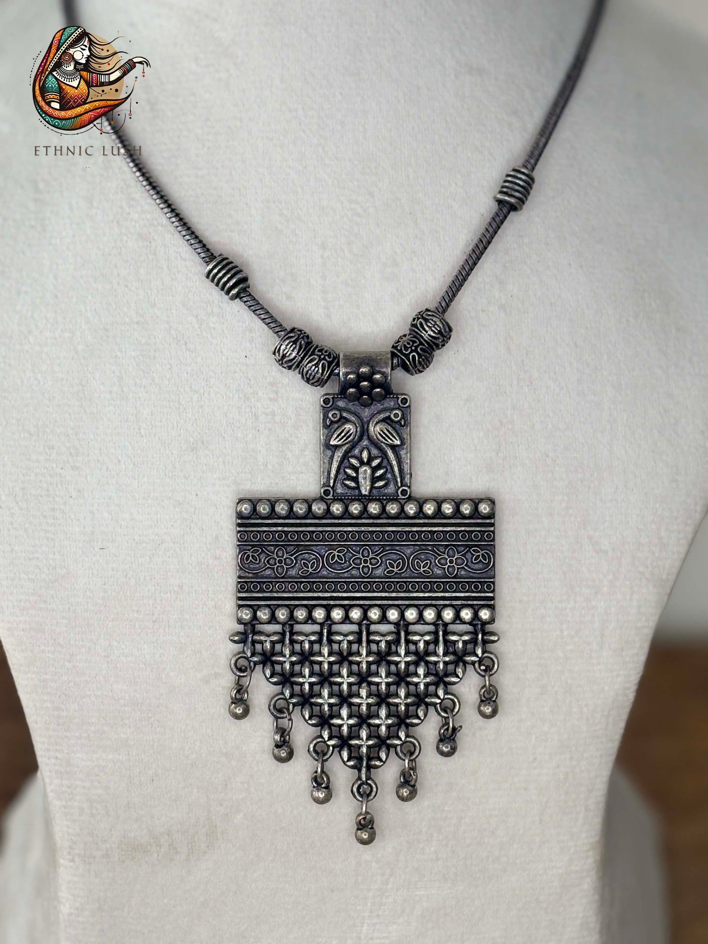 Antique Oxidized Tribal Pendant Necklace