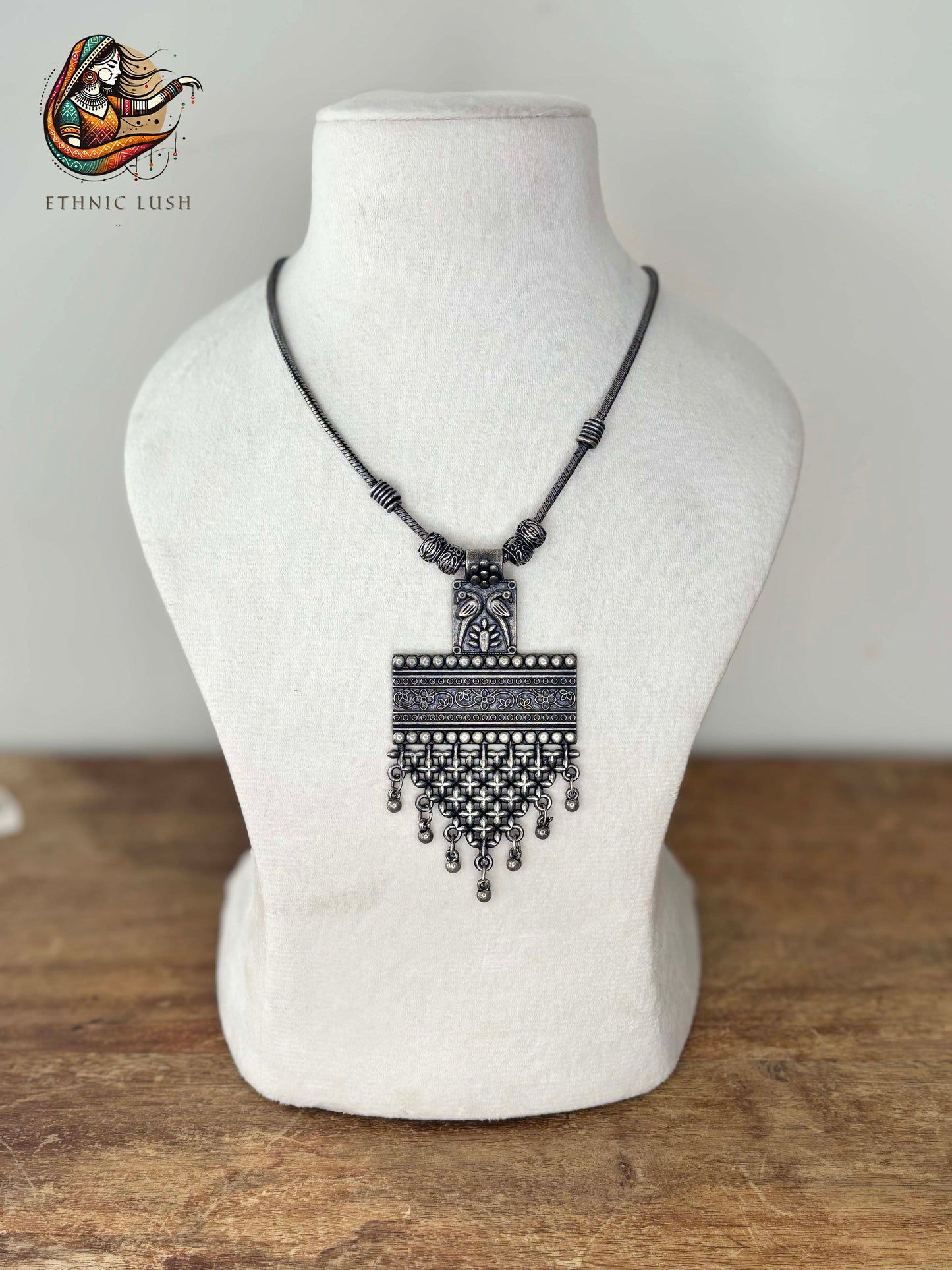 Antique Oxidized Tribal Pendant Necklace