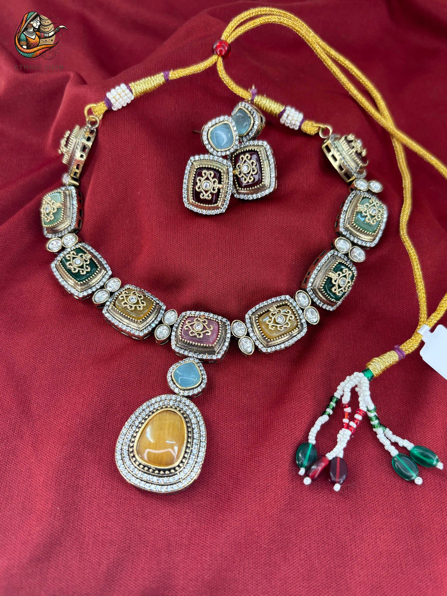 Vintage-Inspired Meenakari Enamel Necklace Set