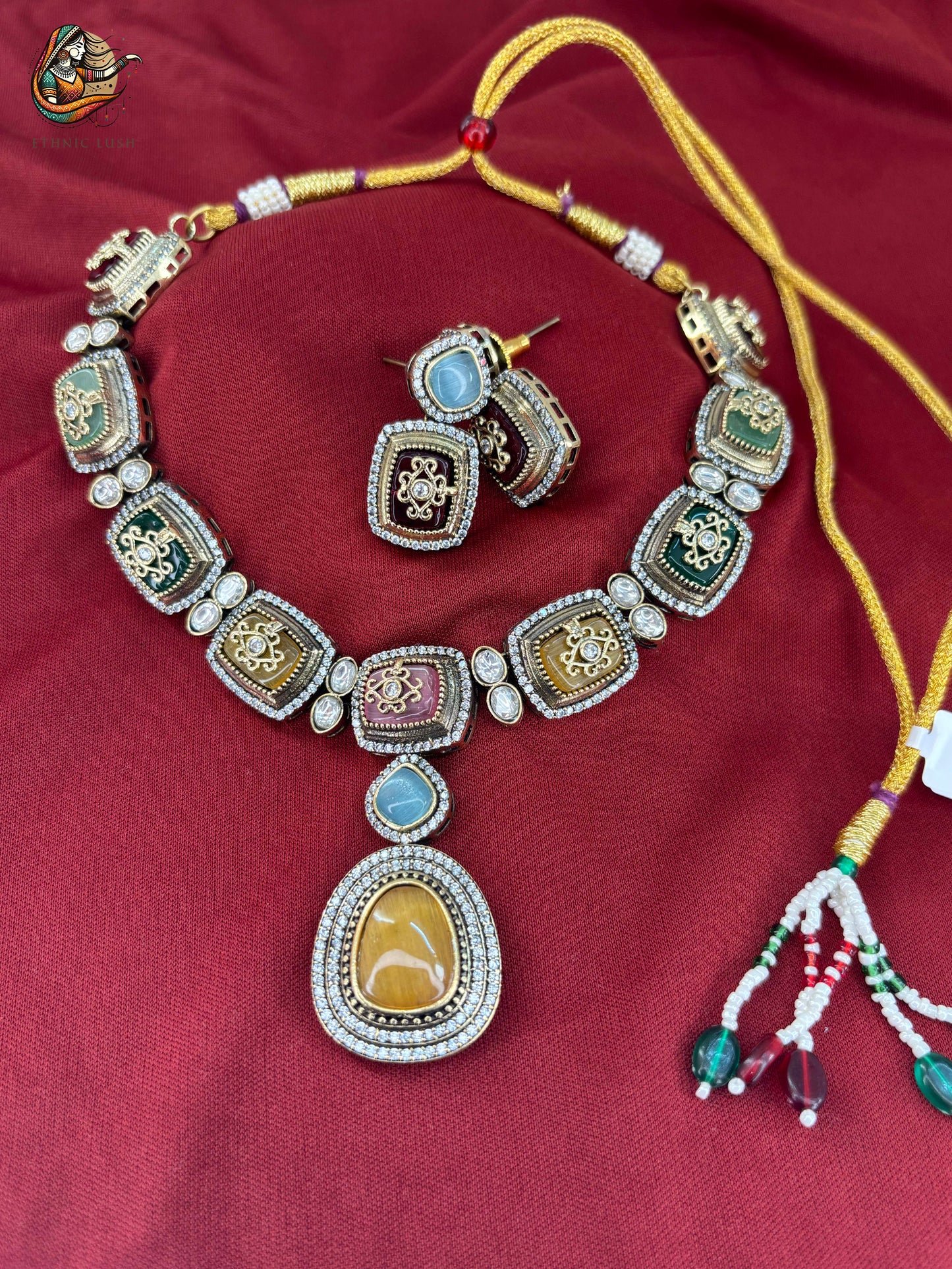 Vintage-Inspired Meenakari Enamel Necklace Set