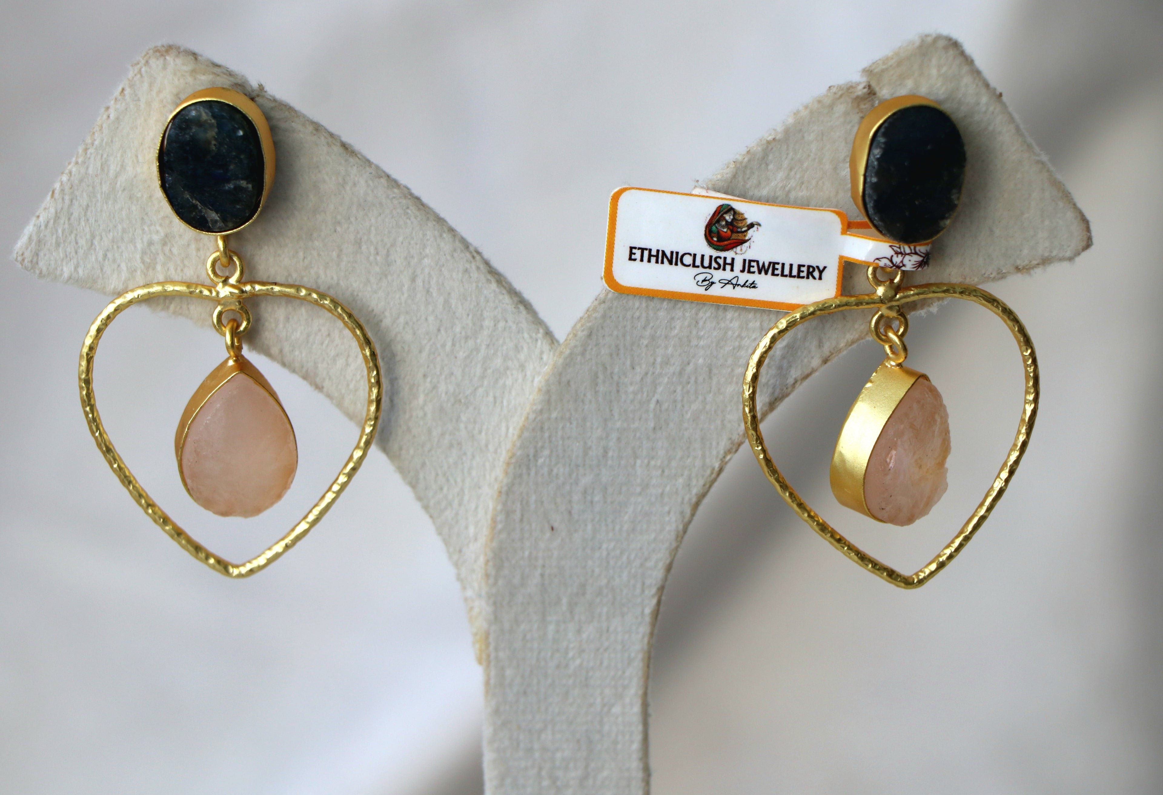 Indigo Heart Teardrop Earrings