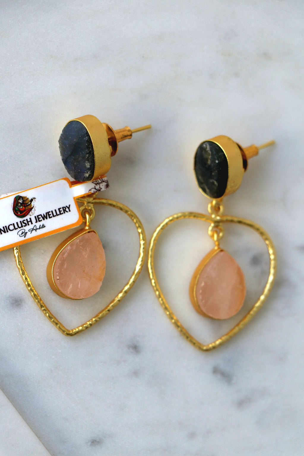Indigo Heart Teardrop Earrings