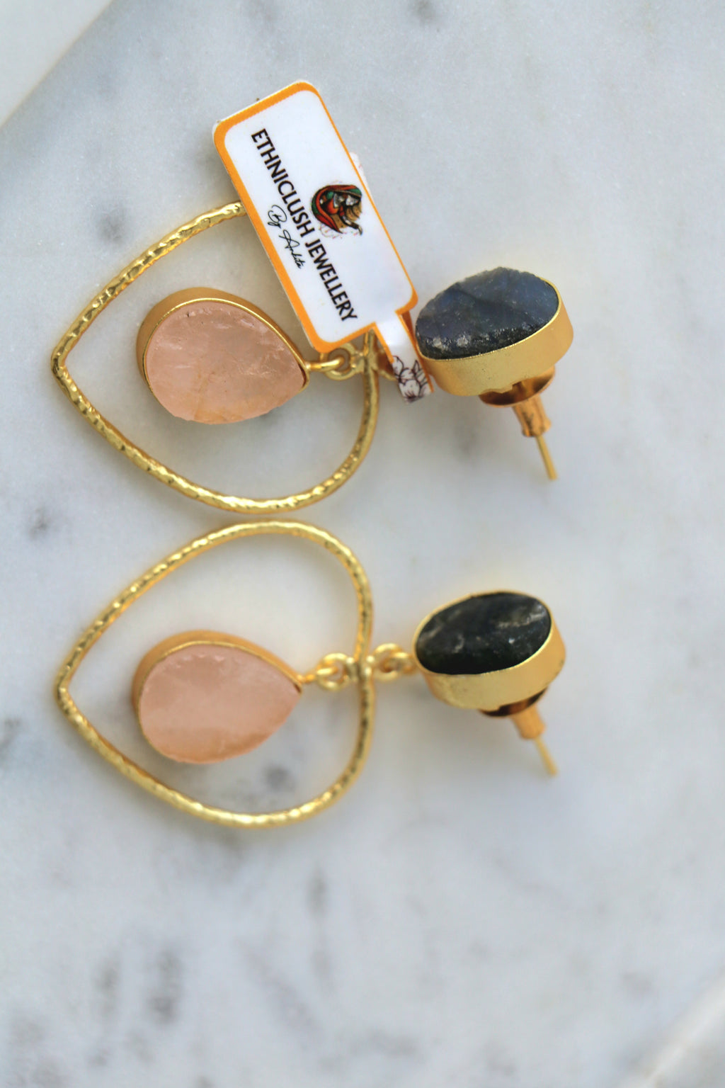 Indigo Heart Teardrop Earrings