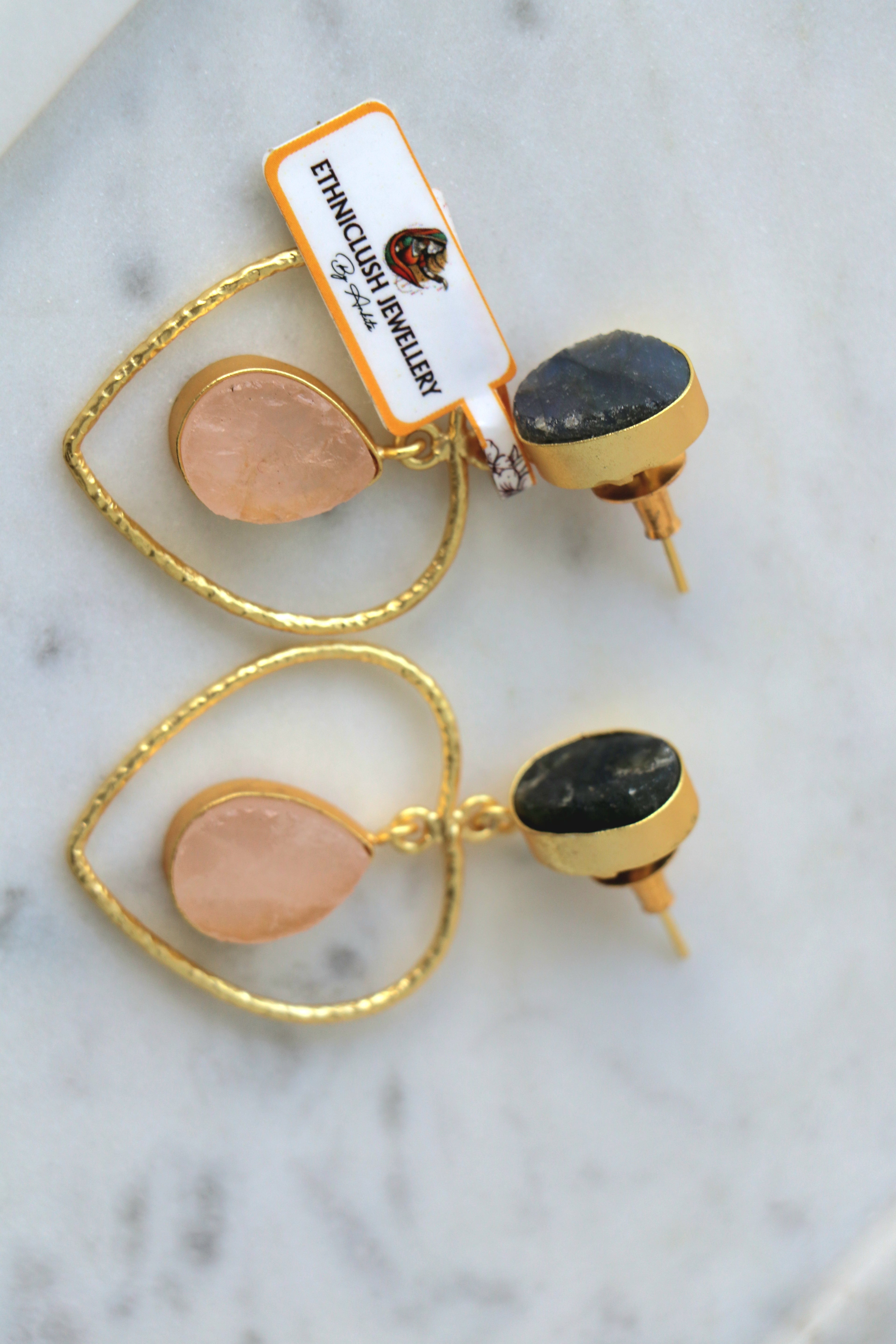 Indigo Heart Teardrop Earrings