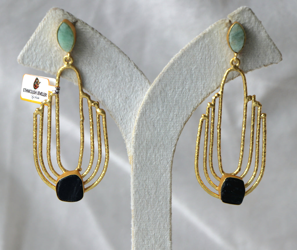 Jade Onyx Geometric Earrings