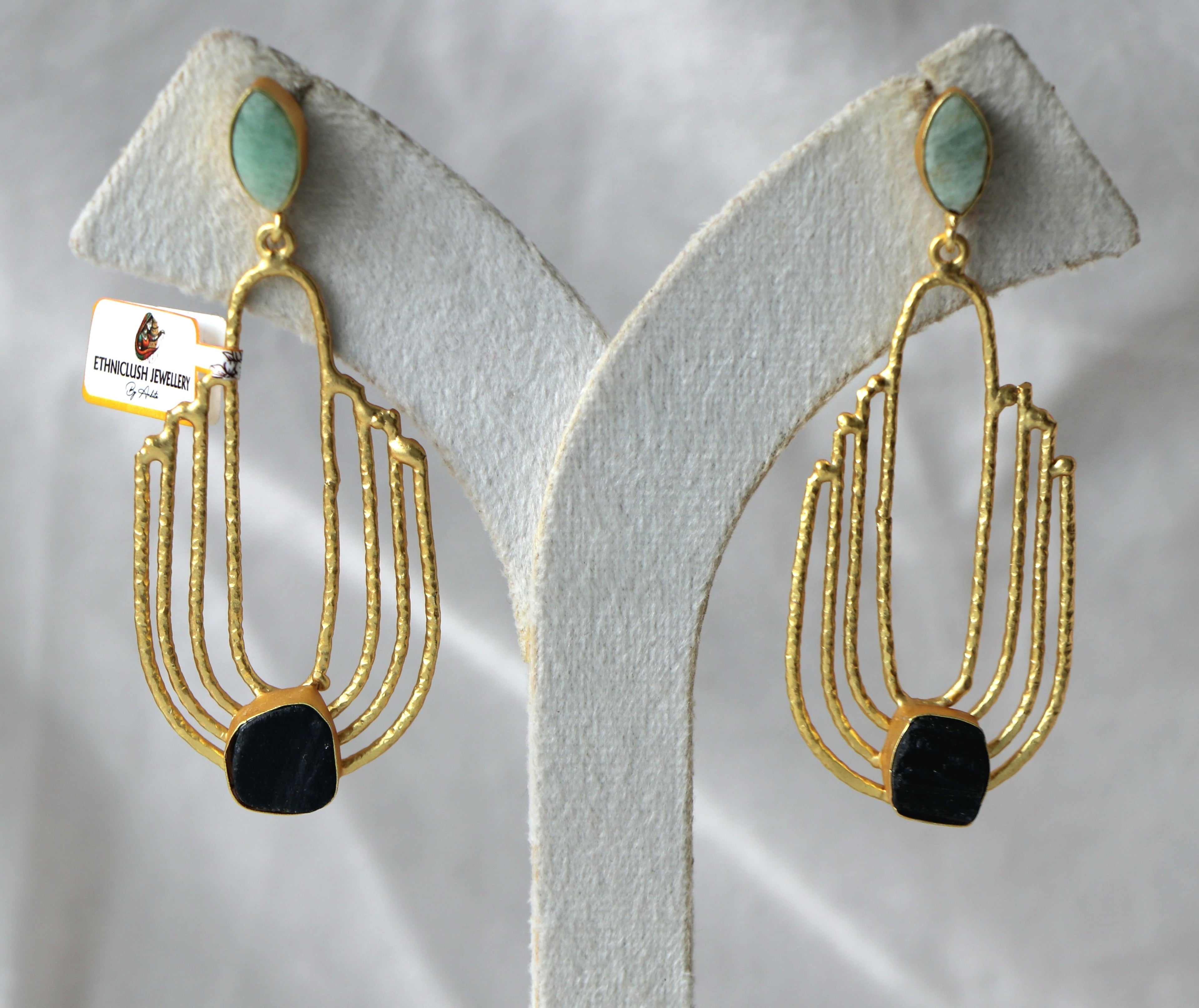 Jade Onyx Geometric Earrings