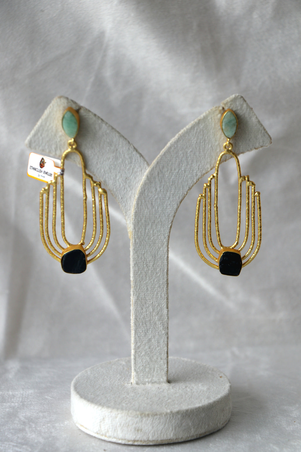 Jade Onyx Geometric Earrings