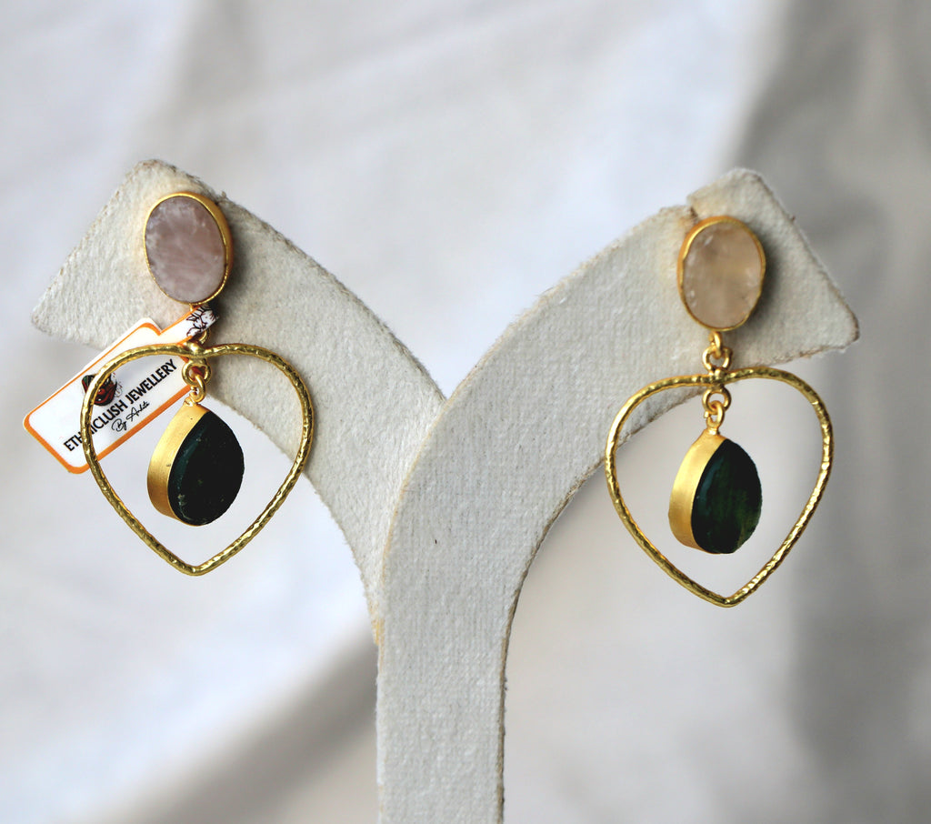 Jade Heart Gemstone Earrings