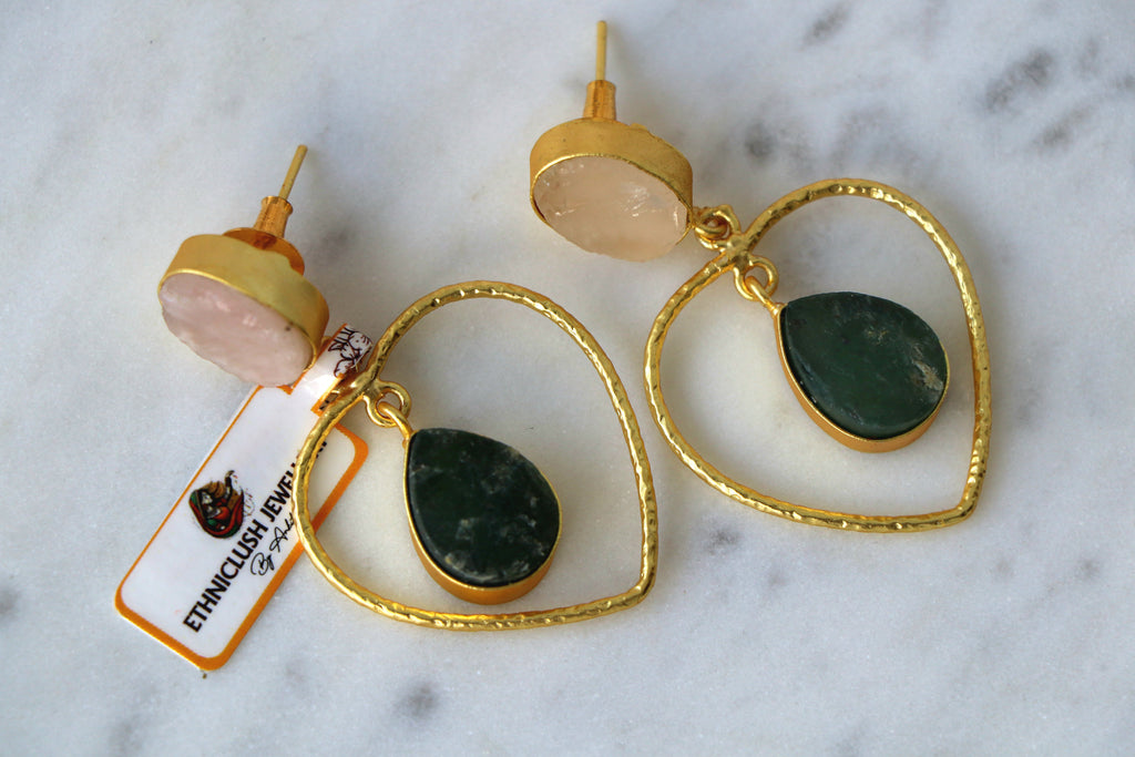 Jade Heart Gemstone Earrings