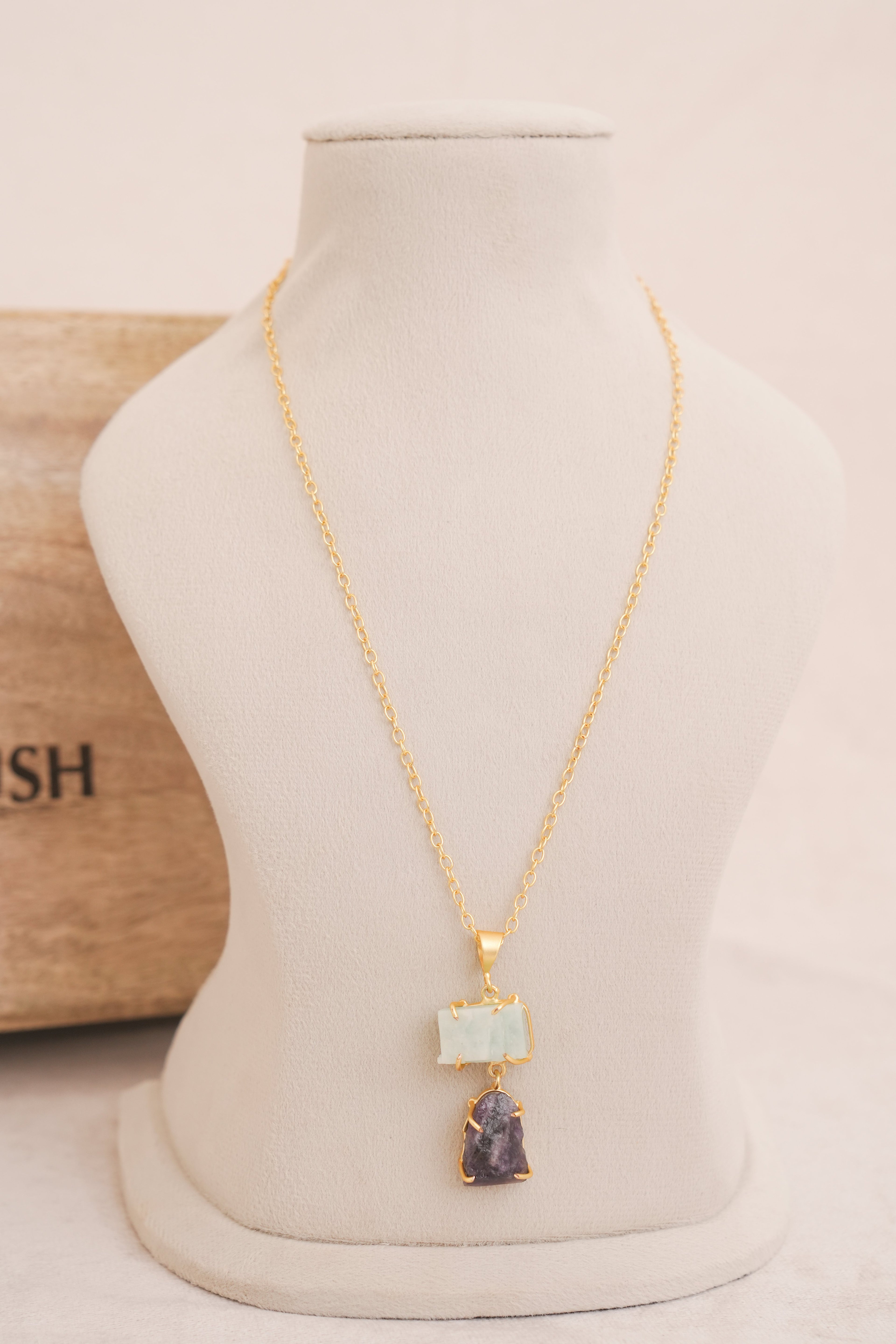Minimalist Natural Stone Duo Pendant