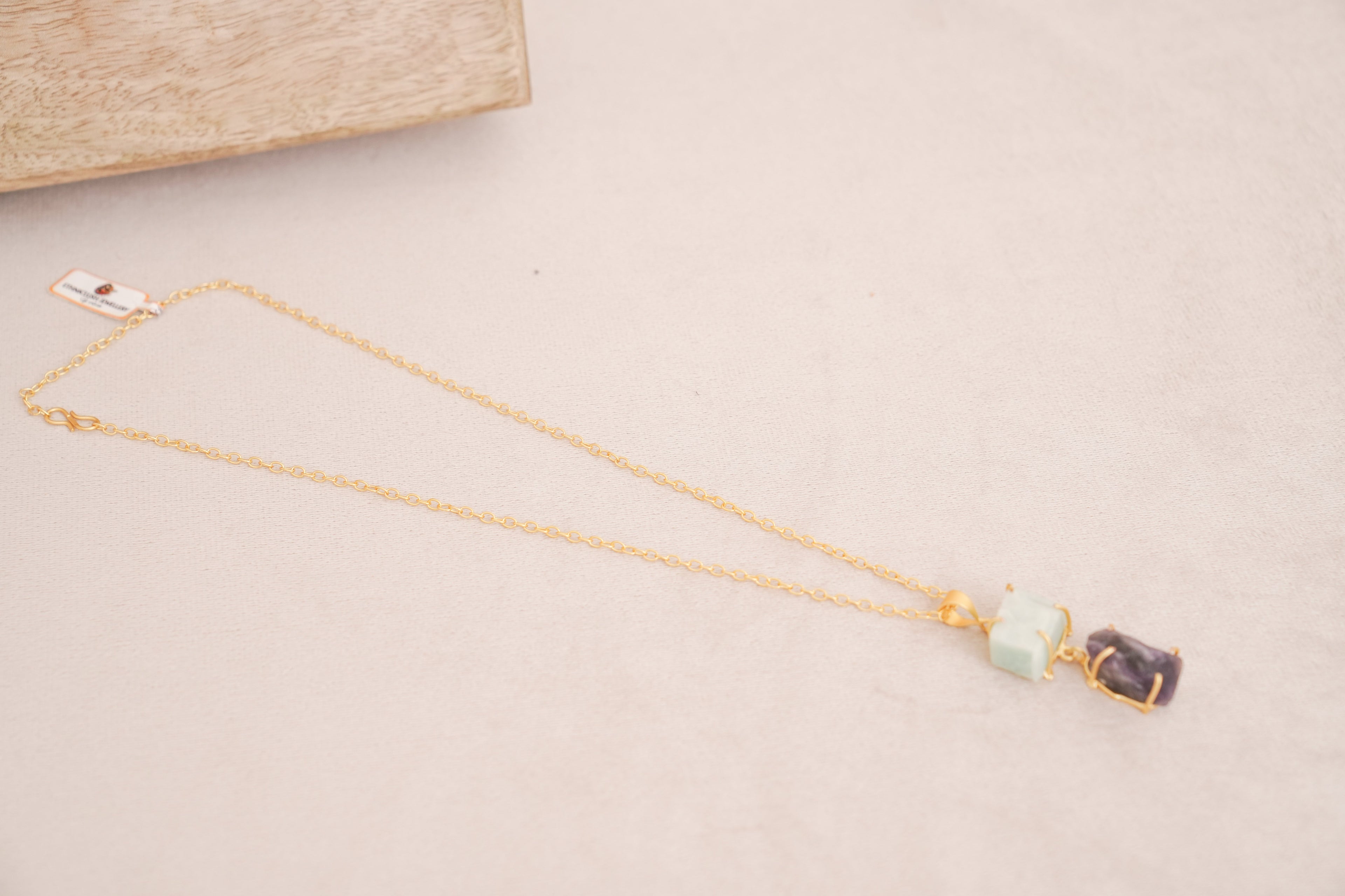 Minimalist Natural Stone Duo Pendant