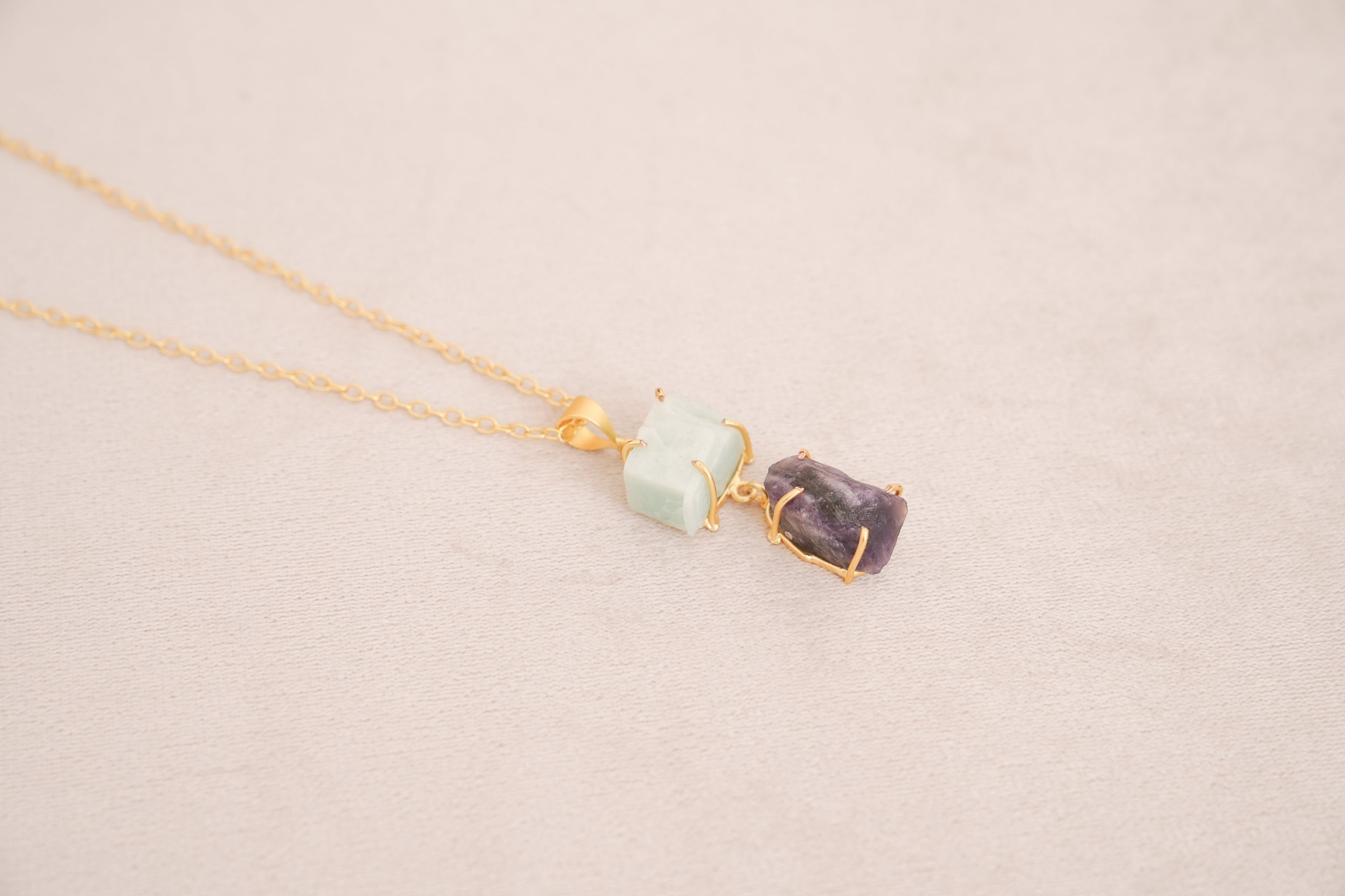 Minimalist Natural Stone Duo Pendant
