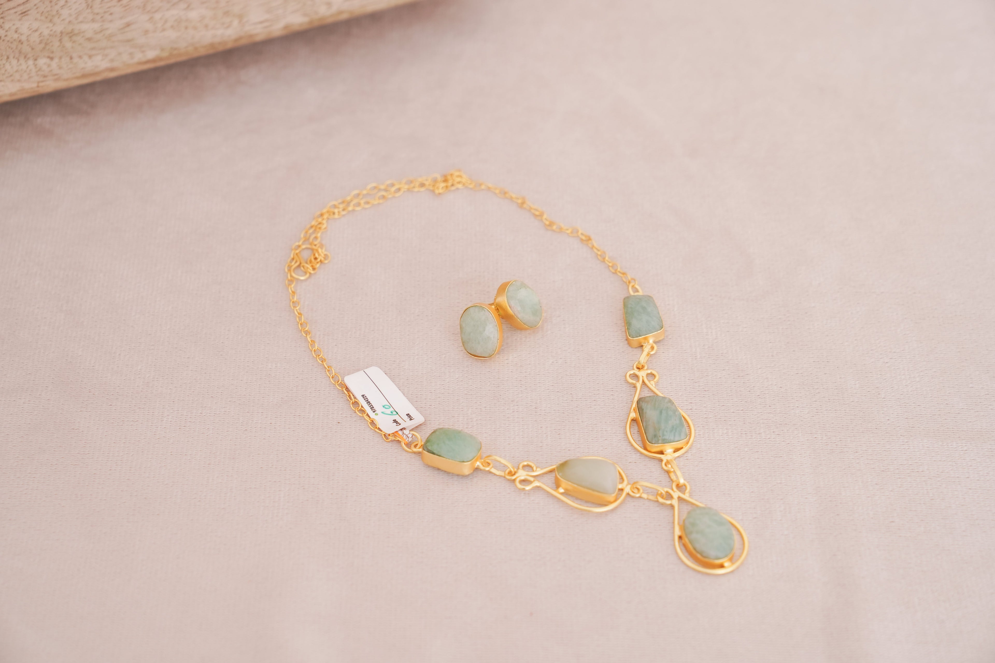 Natural Gemstone Statement Necklace & Stud Set