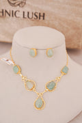 Natural Gemstone Statement Necklace & Stud Set