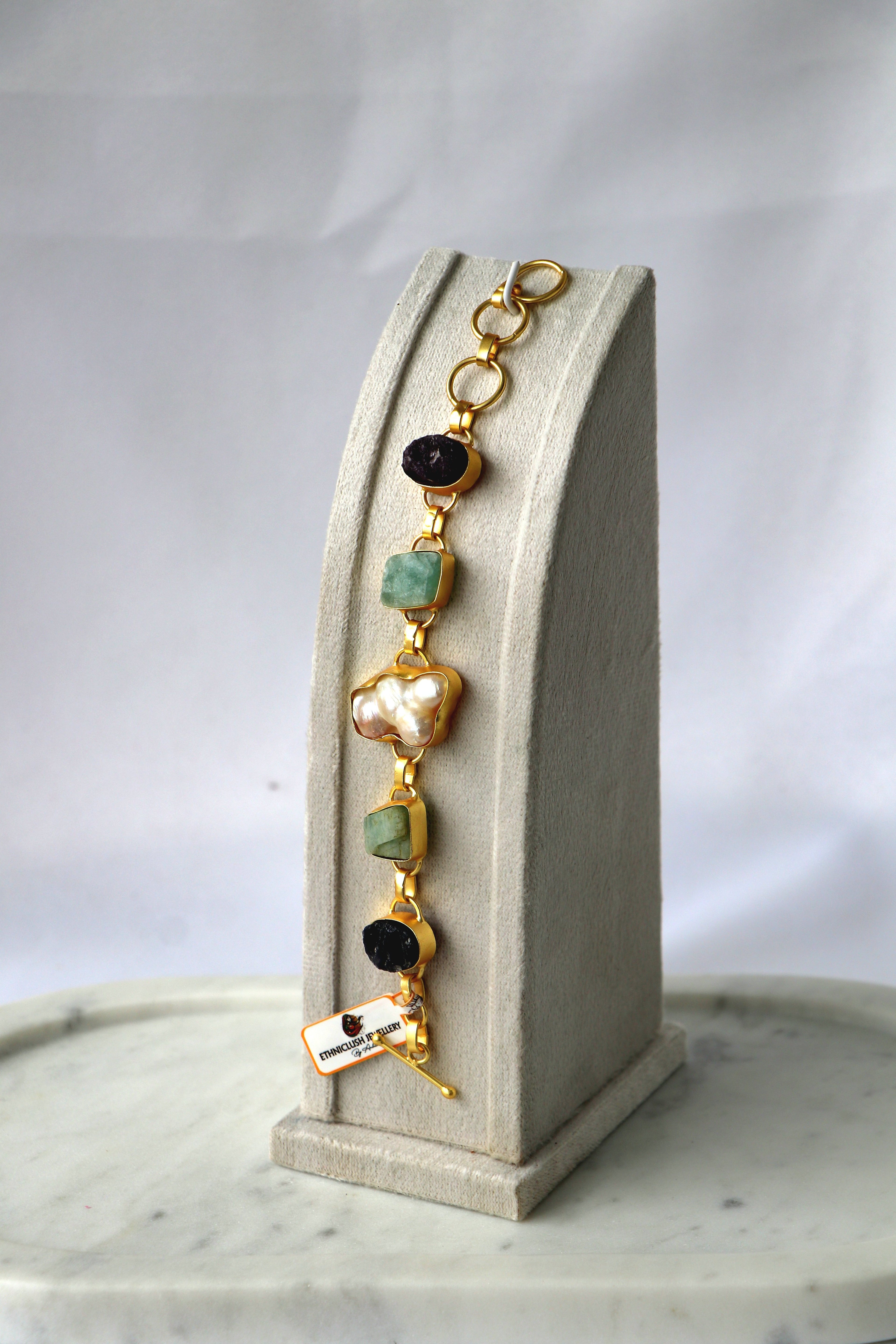 Gemstone Pearl Cascade Necklace