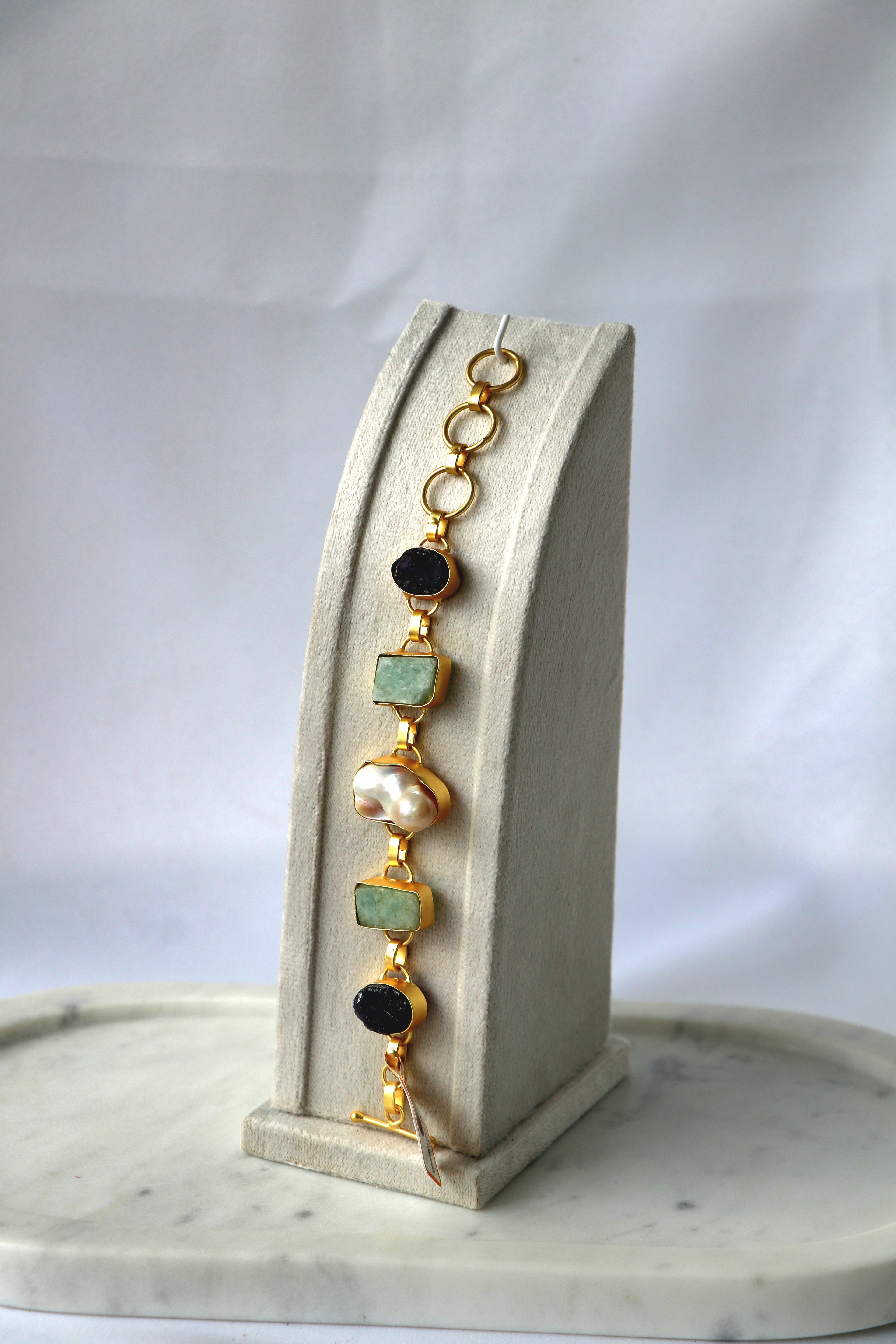 Gemstone Baroque Pearl Cascade Bracelet