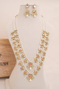 Pastel Green Pachi Kundan pearl Double Layered Raanihaar Necklace Set