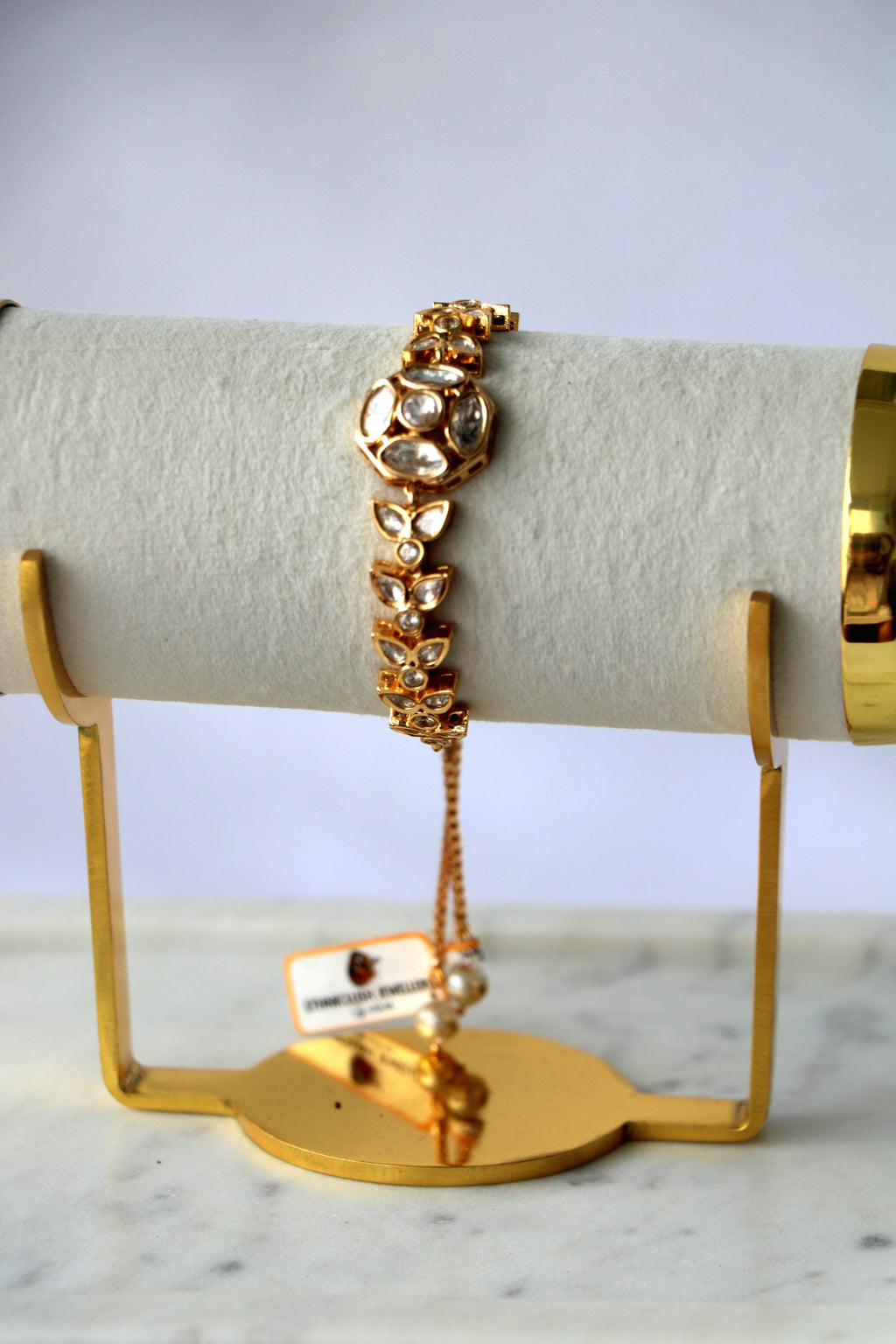 Kundan Leaf Cascade Adjustable Bracelet