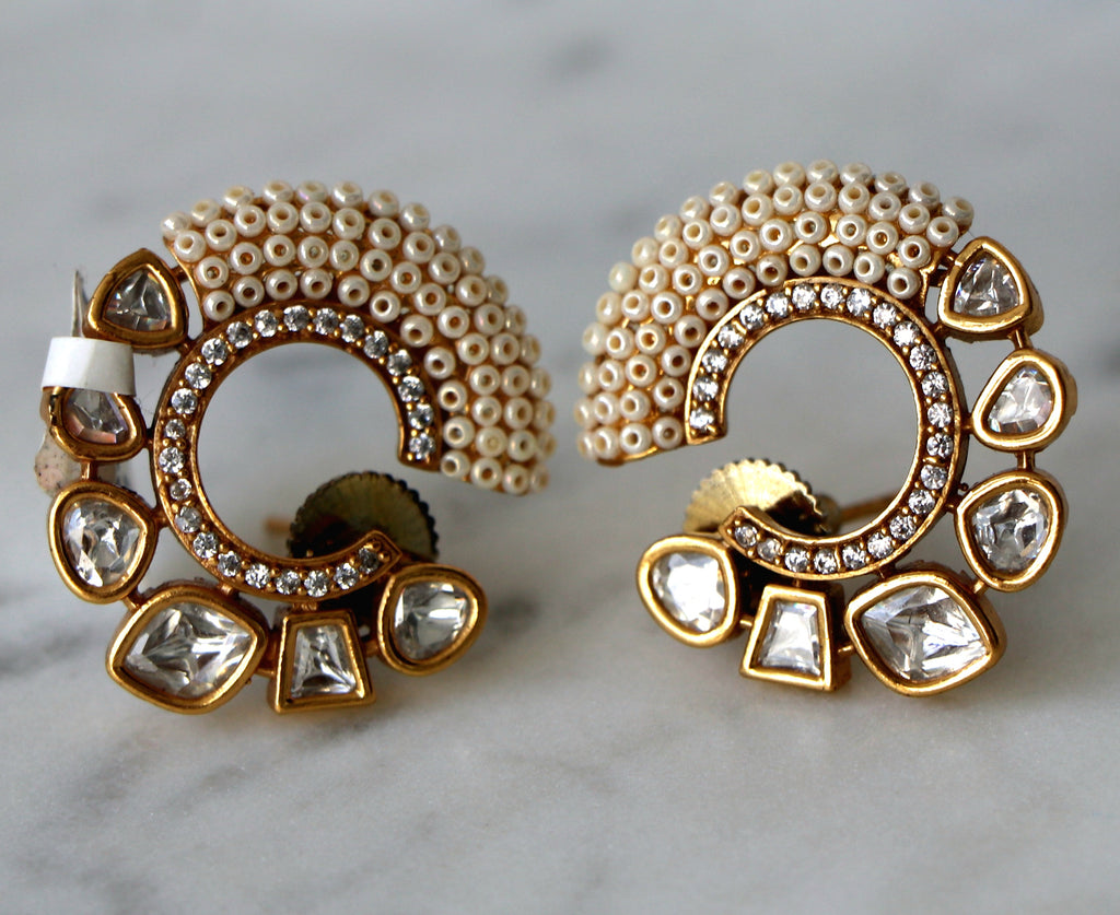 Kundan Pearl Statement Earrings