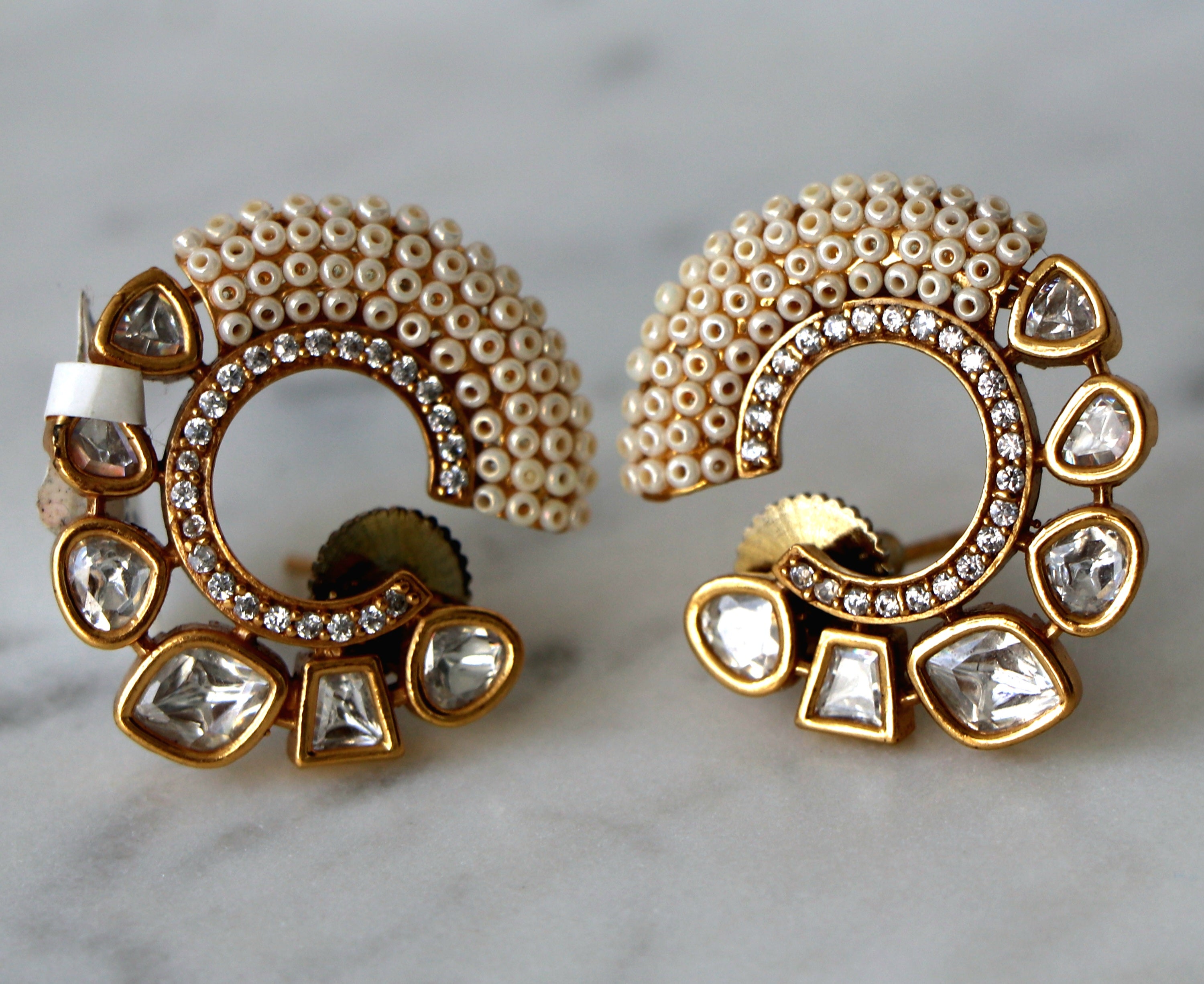 Kundan Pearl Statement Earrings