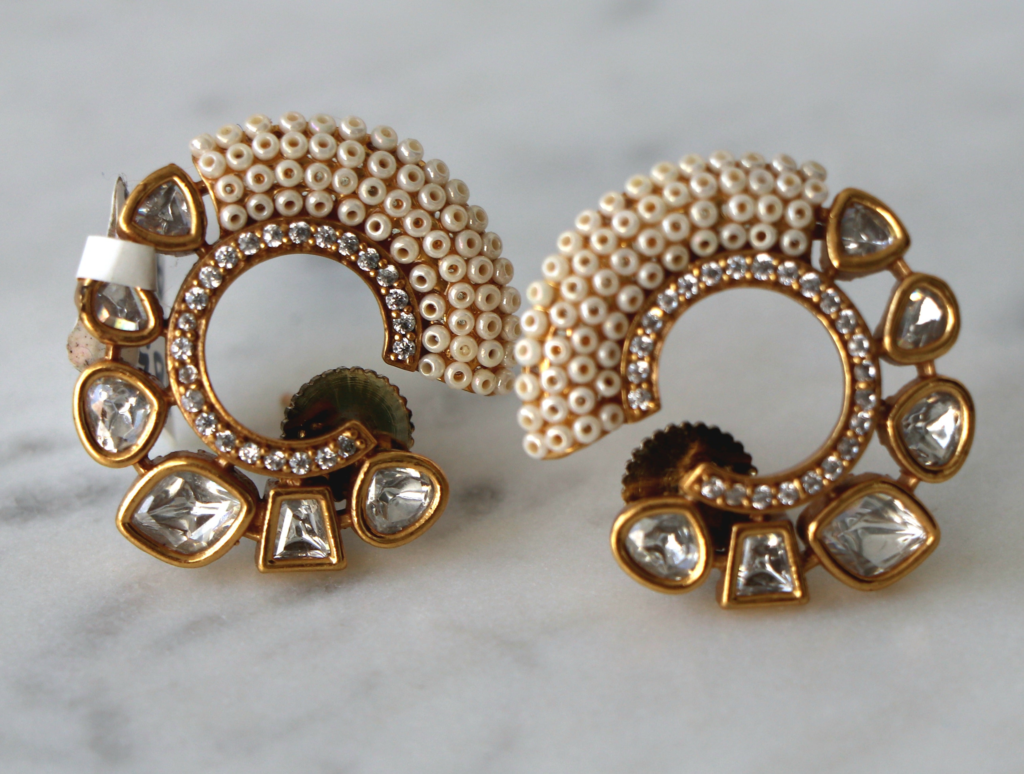 Kundan Pearl Statement Earrings