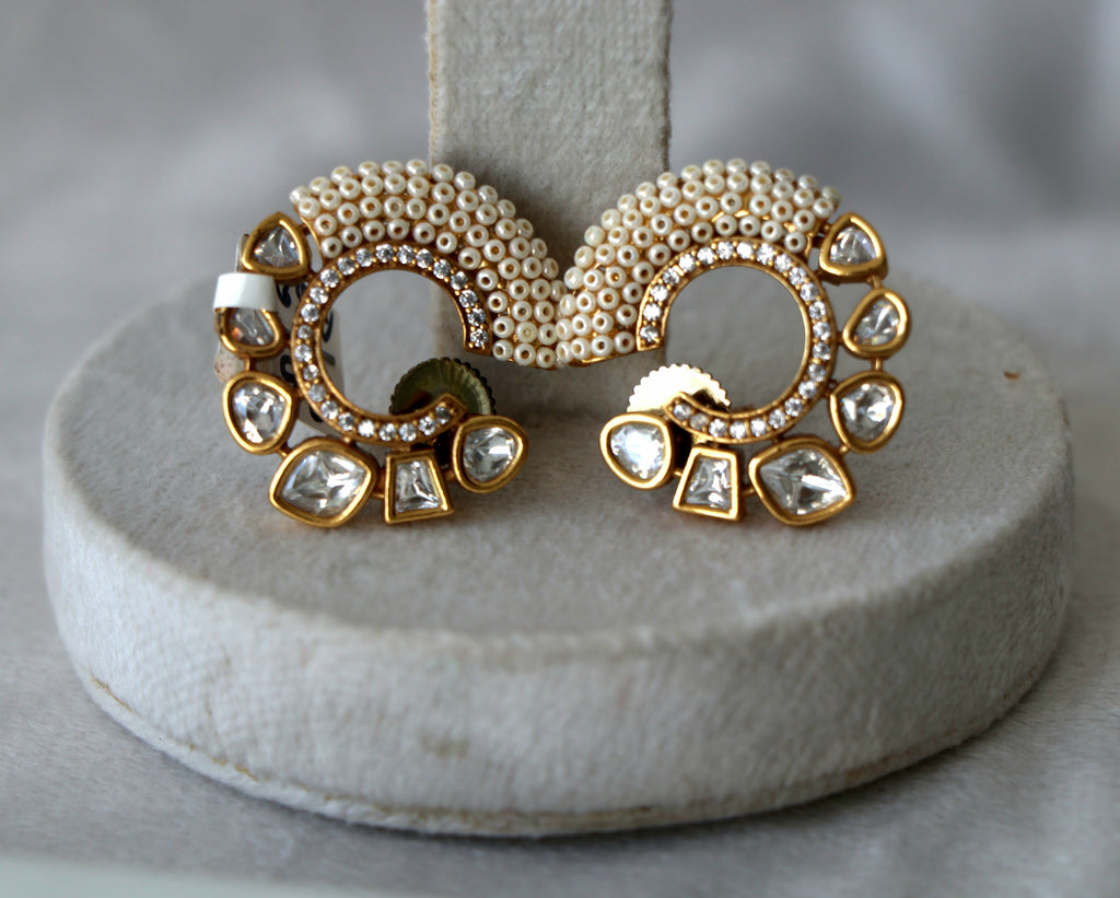 Kundan Pearl Statement Earrings