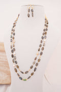 Labradorite & Freeshwater Pearls Double Layer Necklace Set