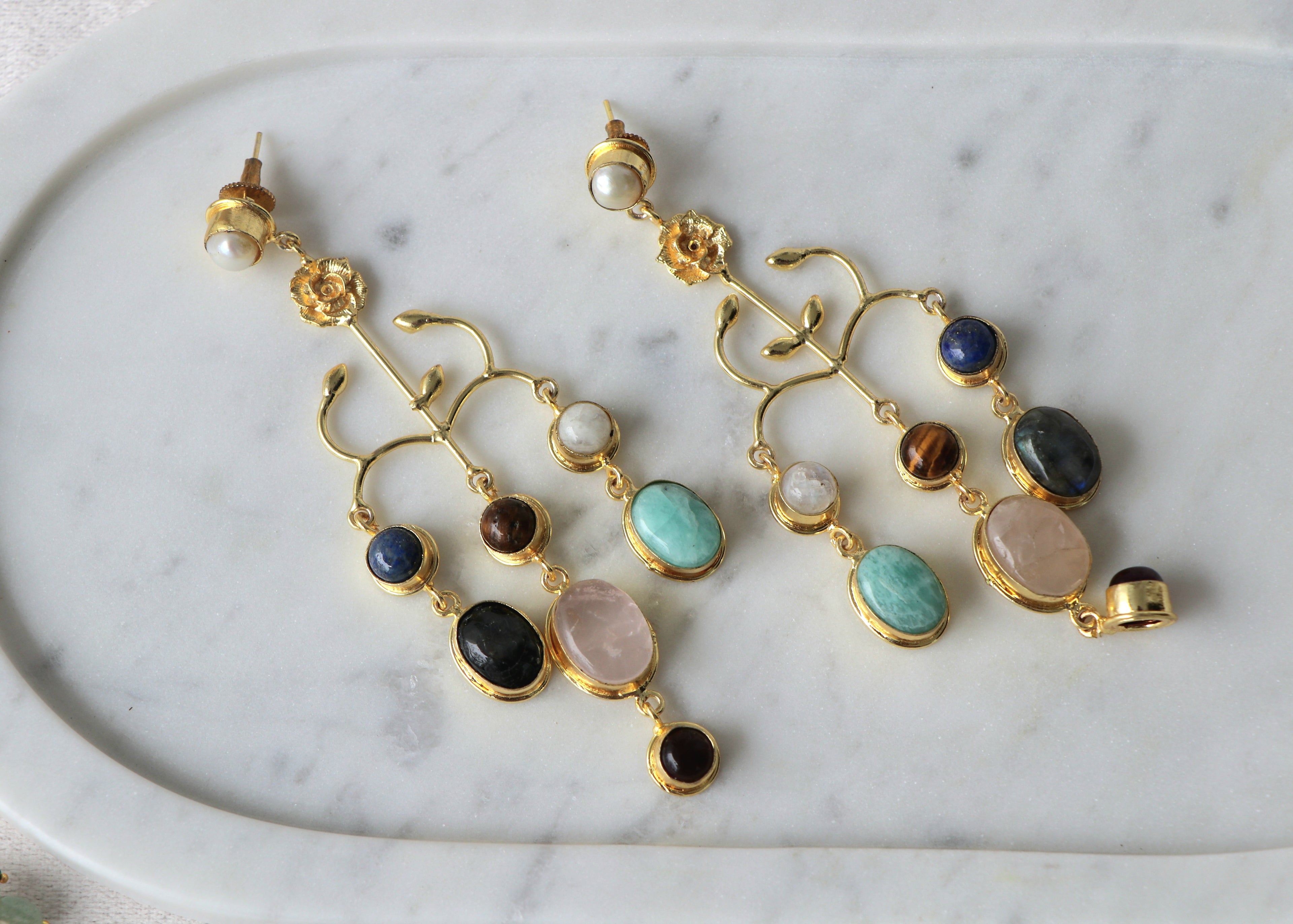 Bloom Gemstone Cascade Earrings