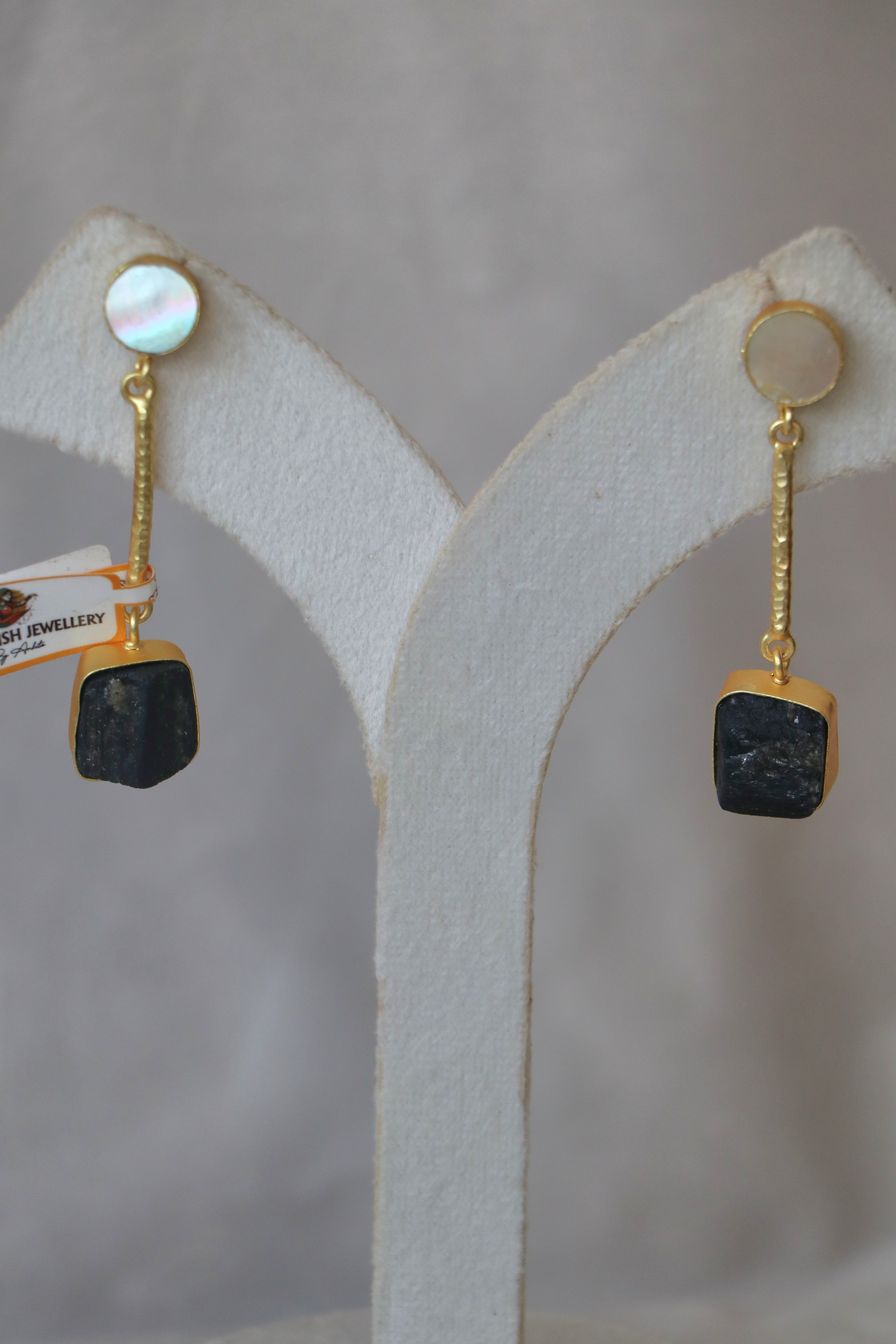 Drop Raw Stone Earrings