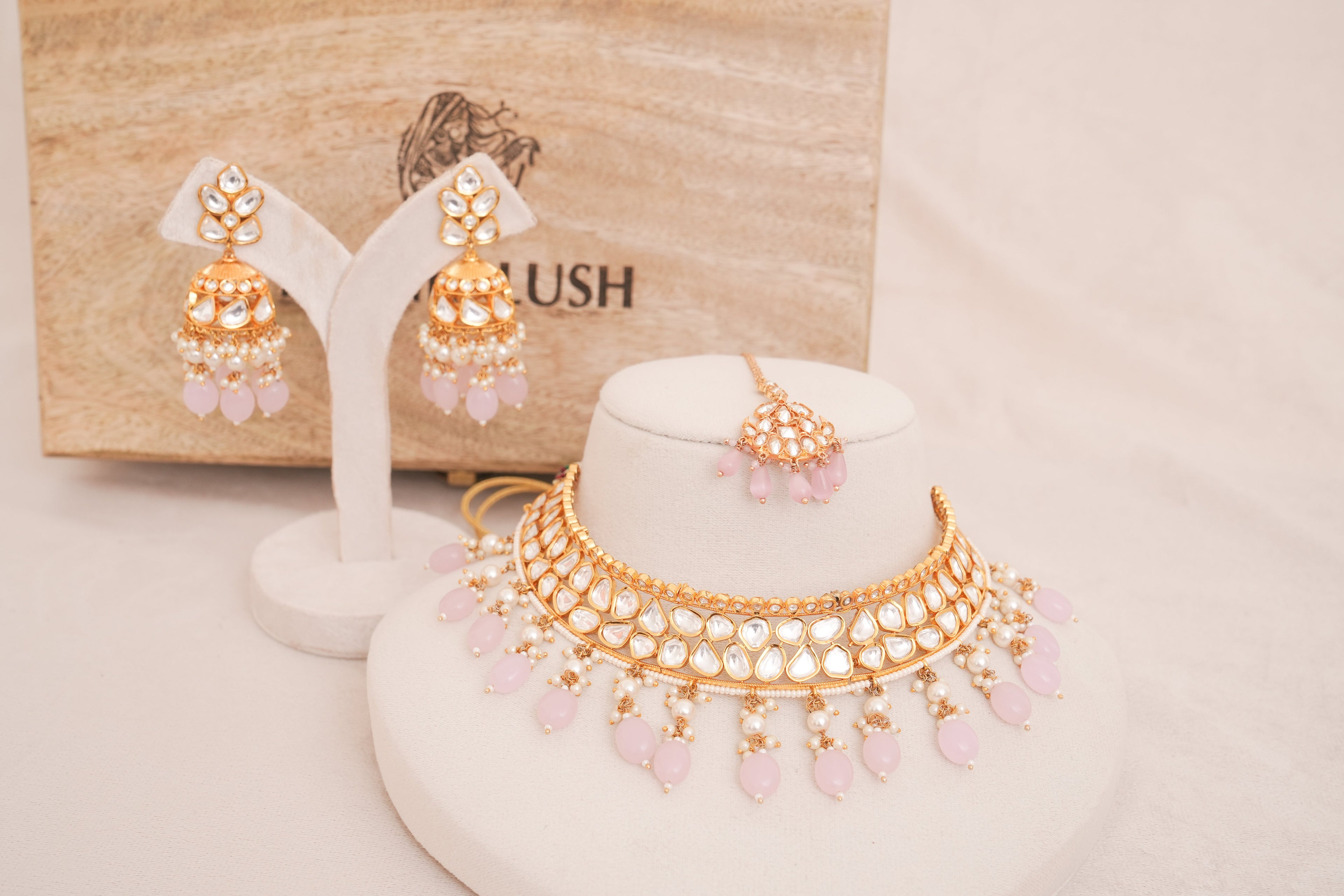 Noor Blush Polki Bridal Choker Set