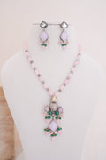 Artisan Silver Polish Blush Gemstone Necklace Set