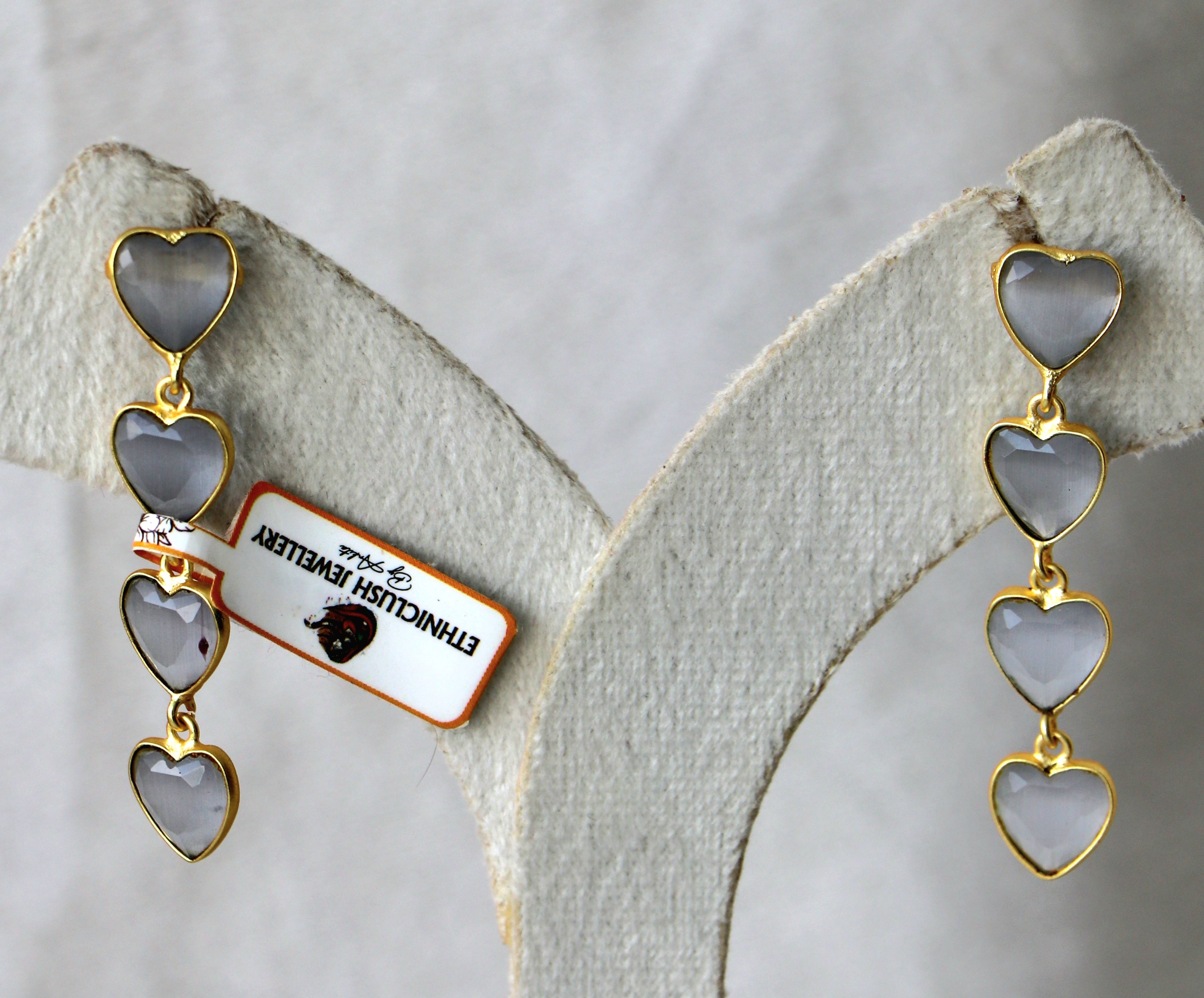 Lavender Heart Cascade Earrings