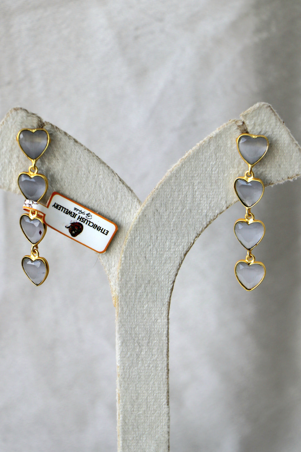 Lavender Heart Cascade Earrings