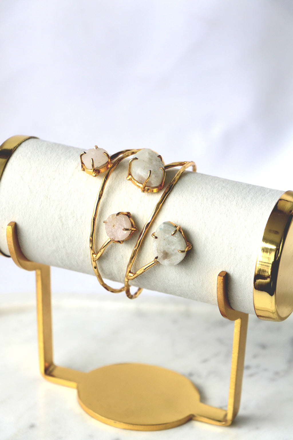 Lily Bloom Raw Gemstone Open Cuff Bracelet