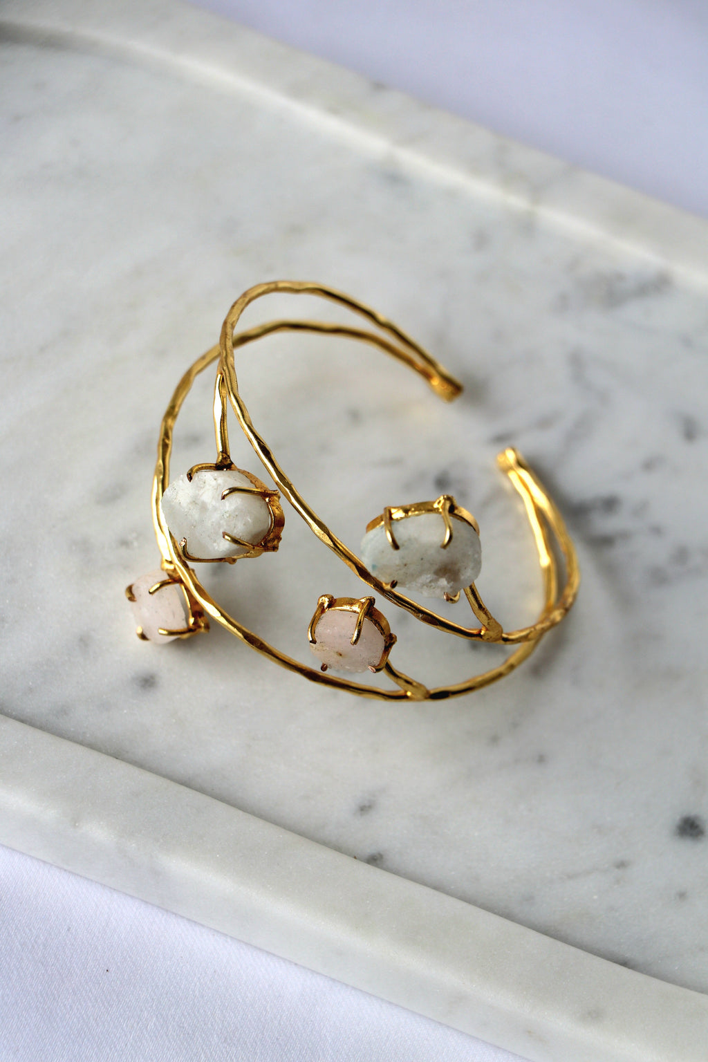 Lily Bloom Raw Gemstone Open Cuff Bracelet