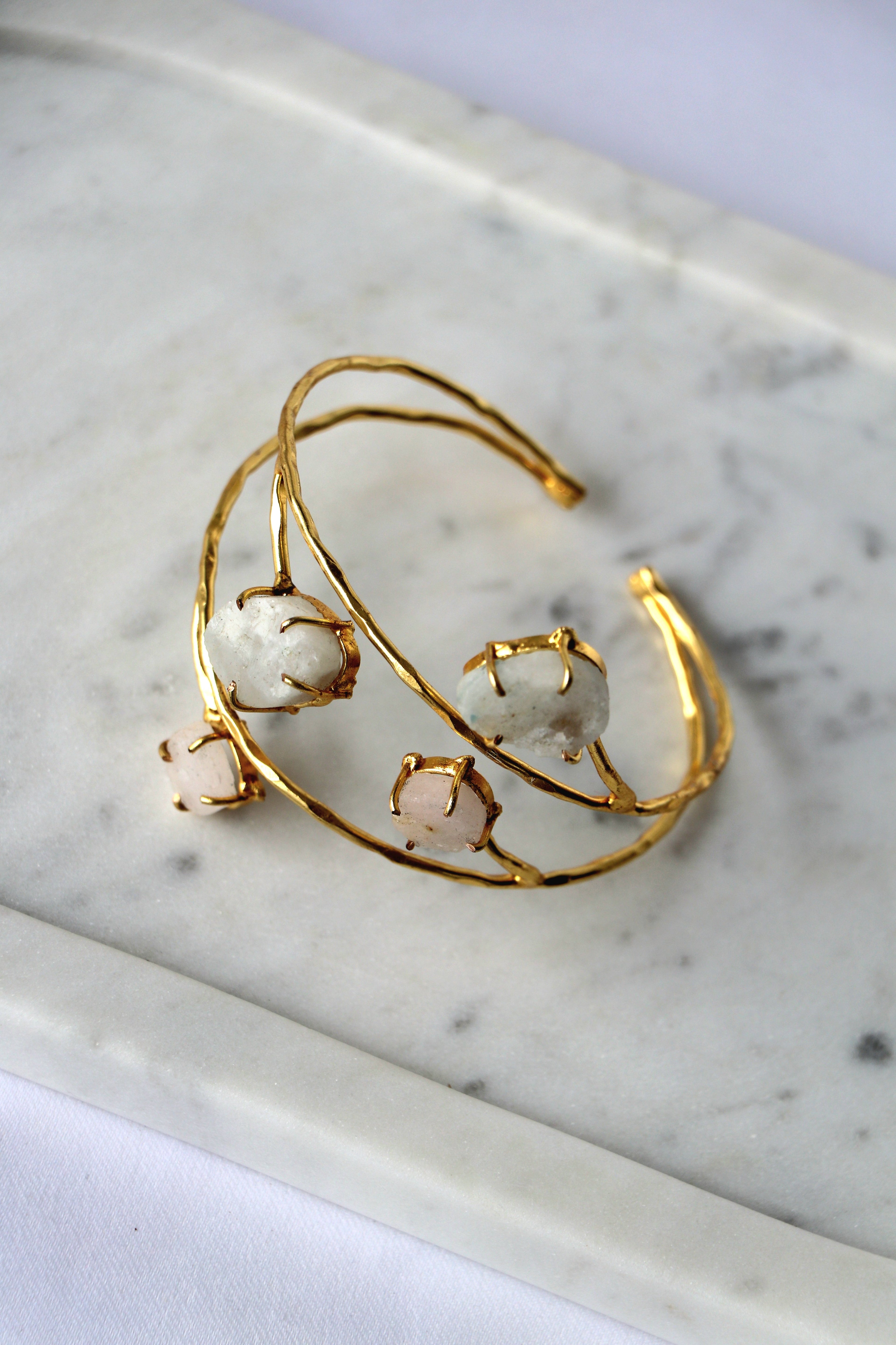 Lily Bloom Raw Gemstone Open Cuff Bracelet