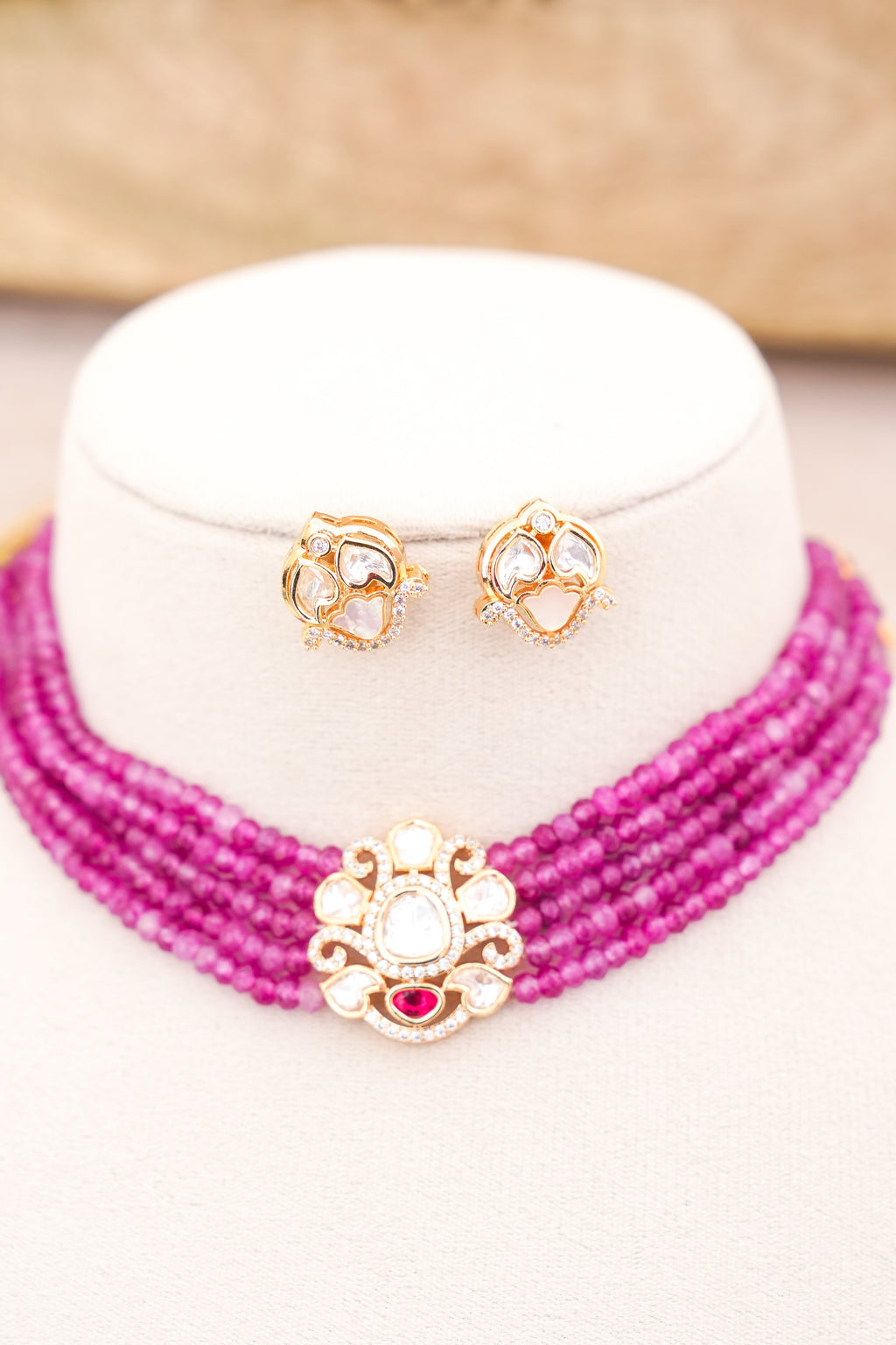 Lotus Bloom Ruby Necklace Set