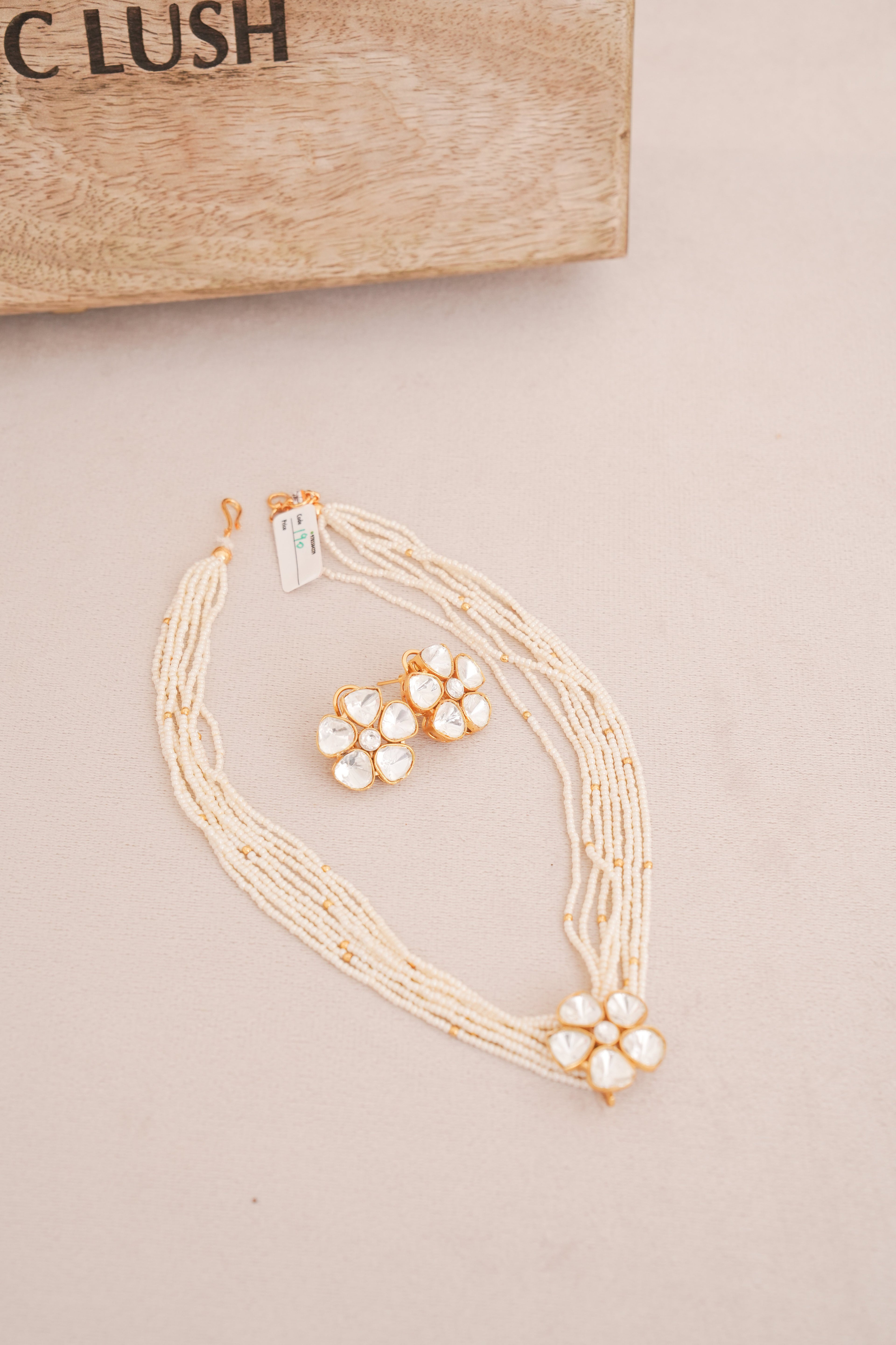 Floral Polki Multi Strand Pearl Necklace Set
