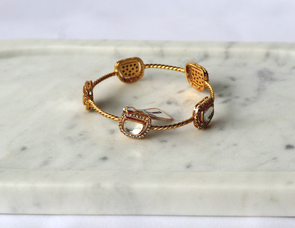 Luminous Halo Polki Open Cuff Bracelet