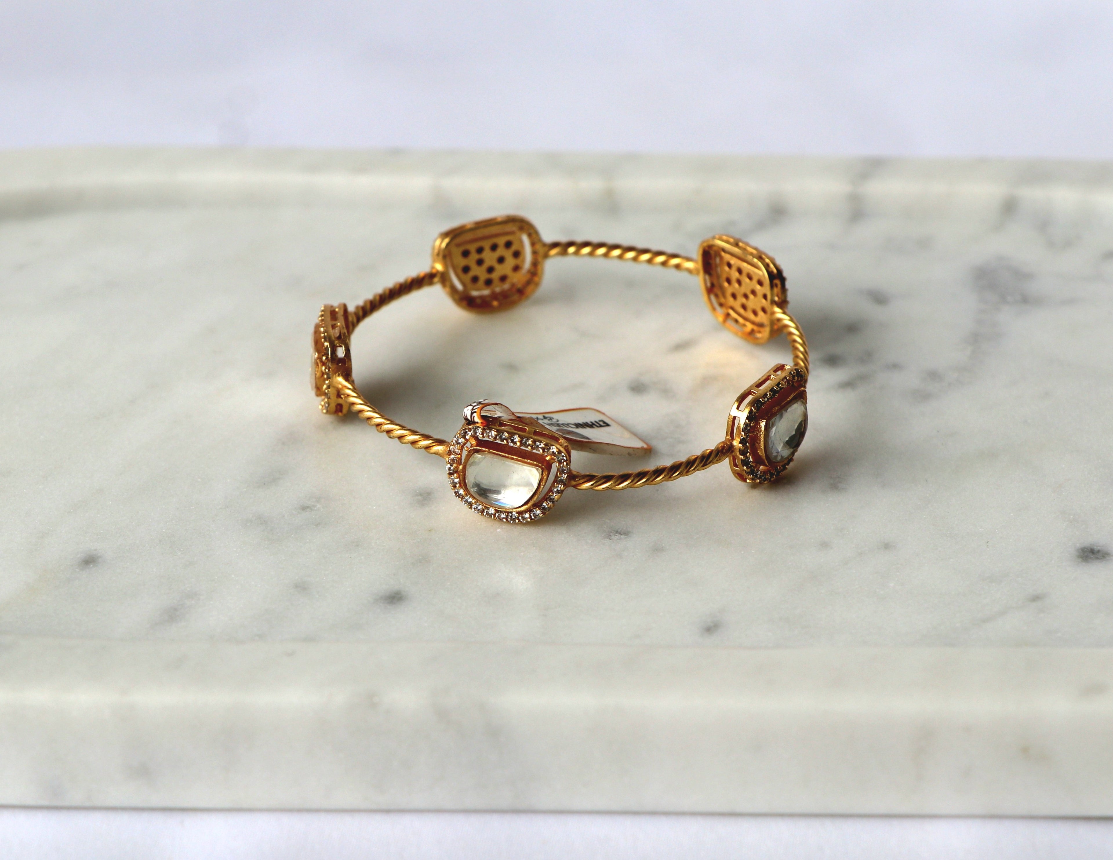 Luminous Halo Polki Open Cuff Bracelet
