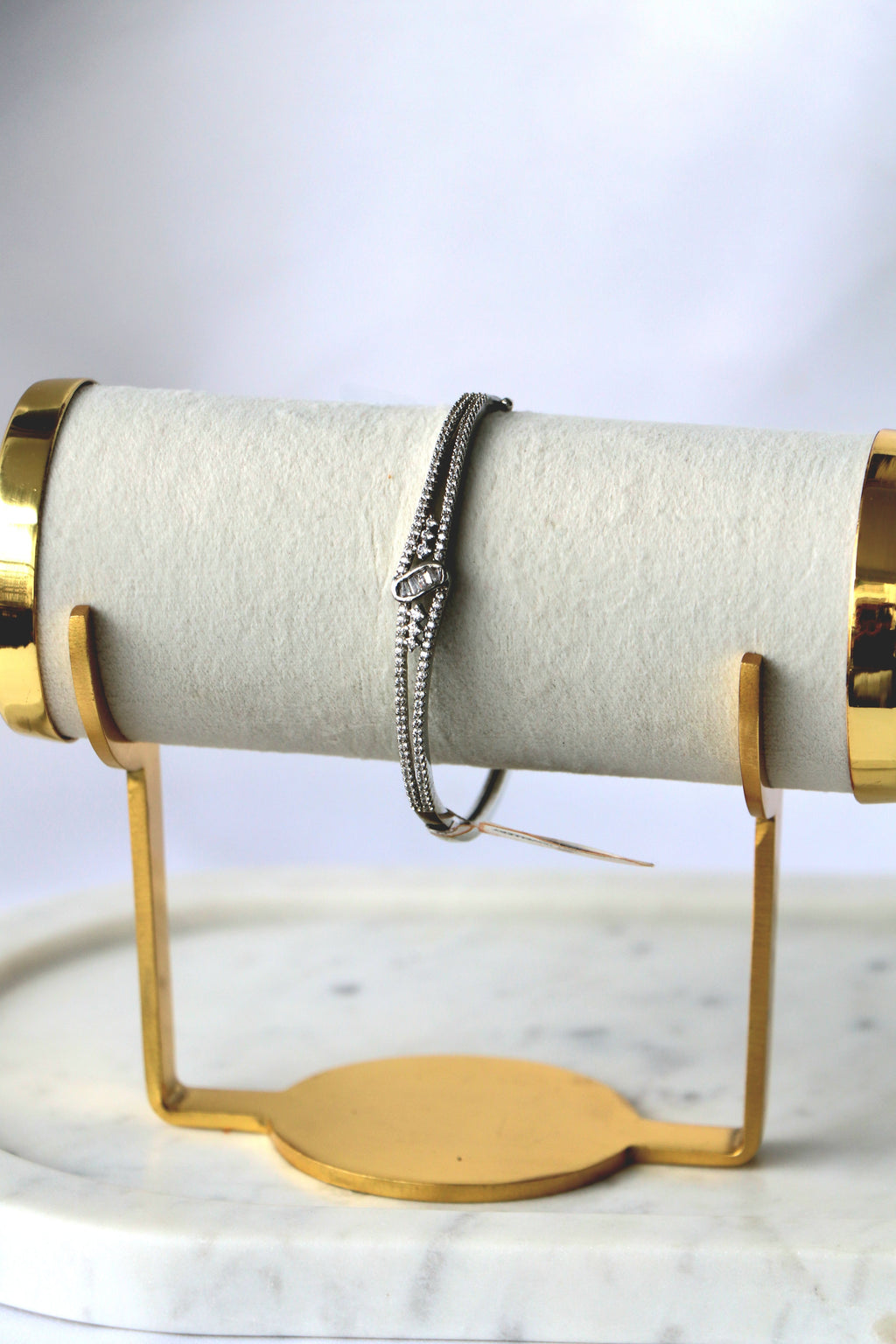 Luminous Silver CZ Openable Bangle Bracelet