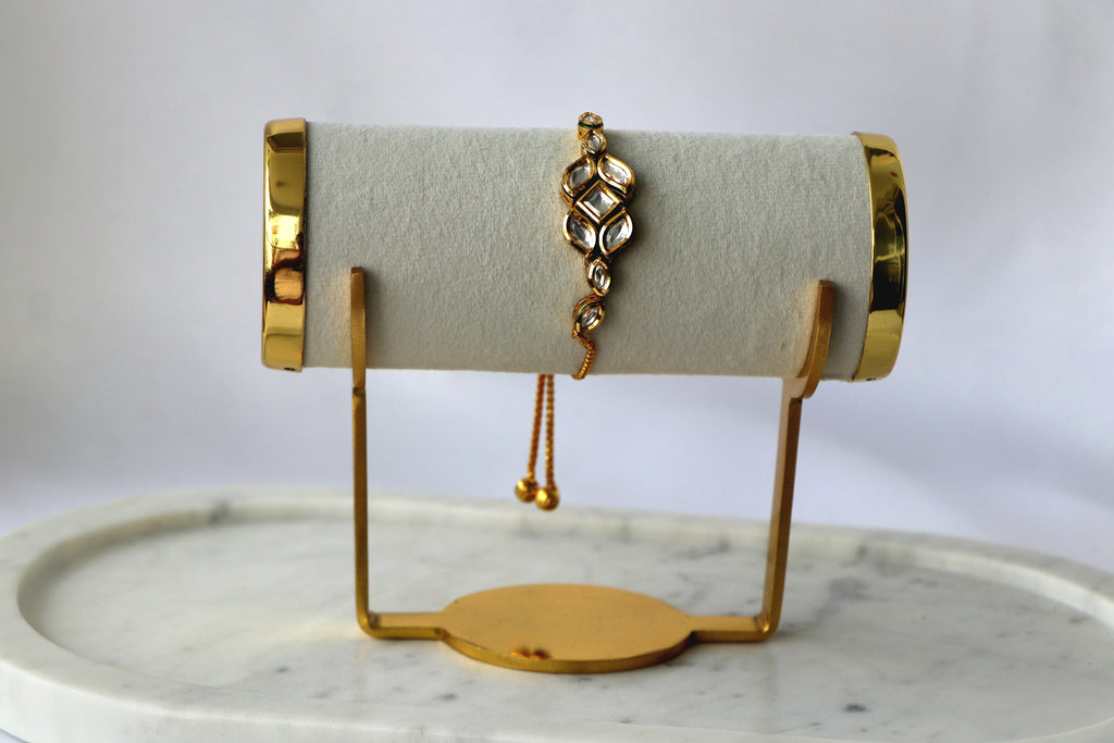 Luminous Golden Wave Kundan Adjustable Bracelet