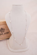 Minimal Luminous Freshwater Pearl Cascade Necklace in Silver Finish