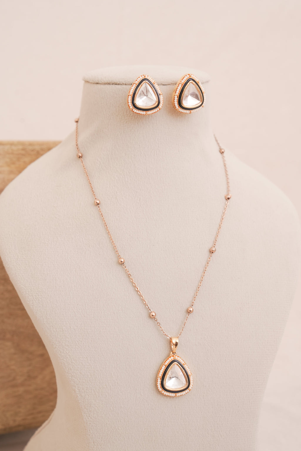 Teardrop Polki Pendant & Stud Set