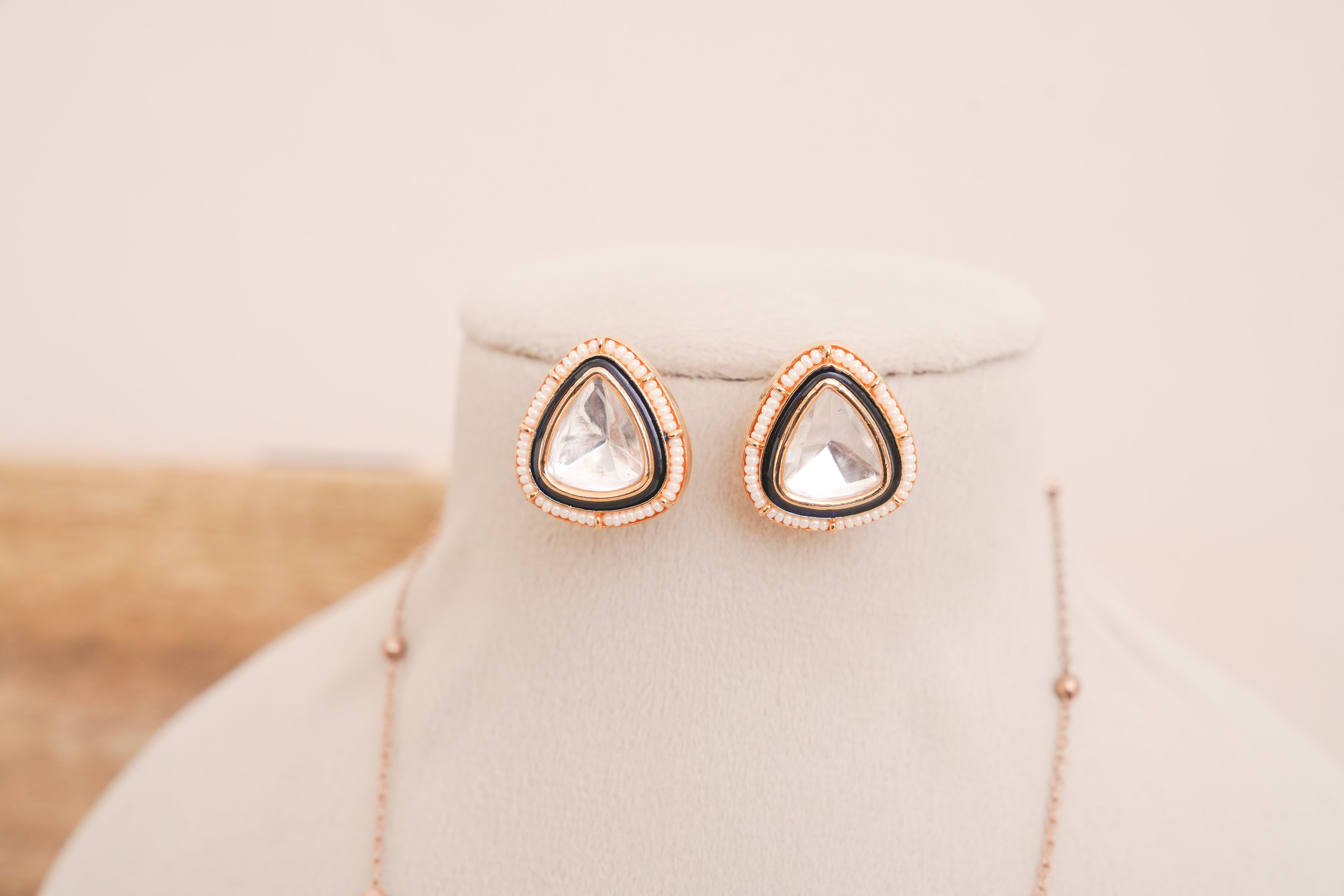 Teardrop Polki Pendant & Stud Set