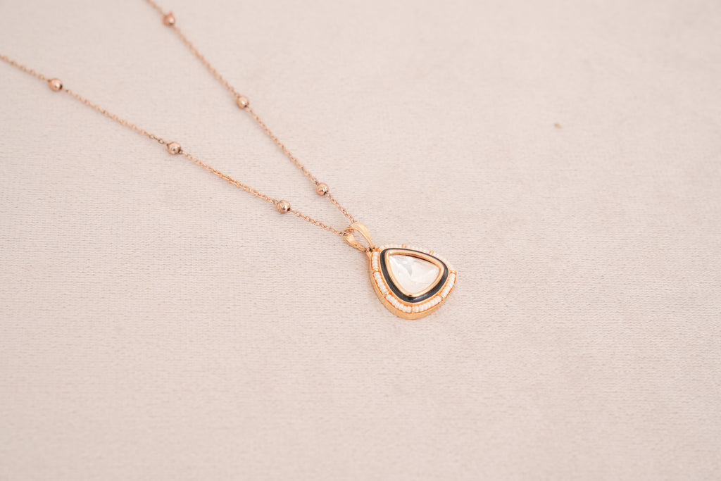 Teardrop Polki Pendant & Stud Set