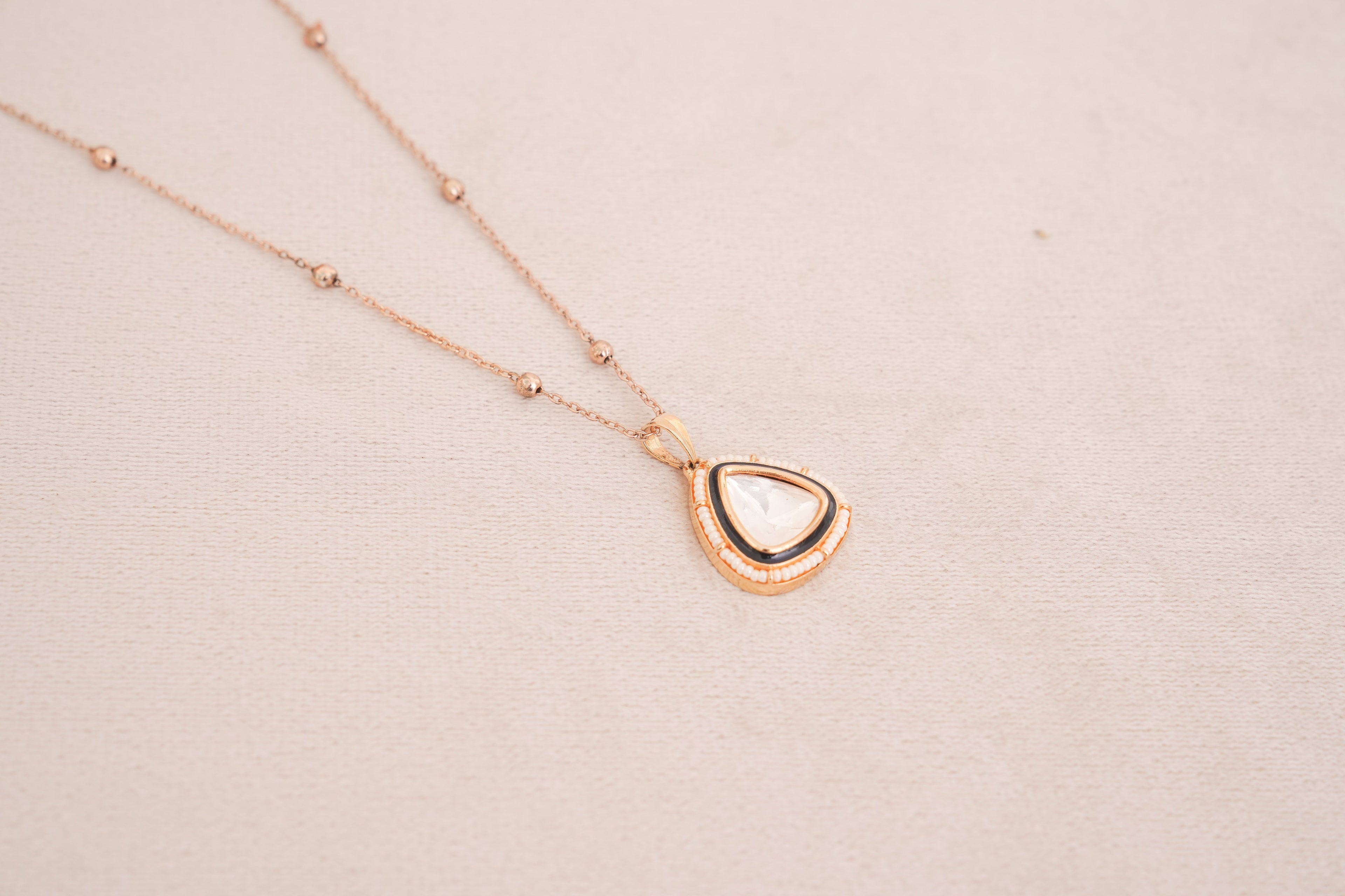 Teardrop Polki Pendant & Stud Set